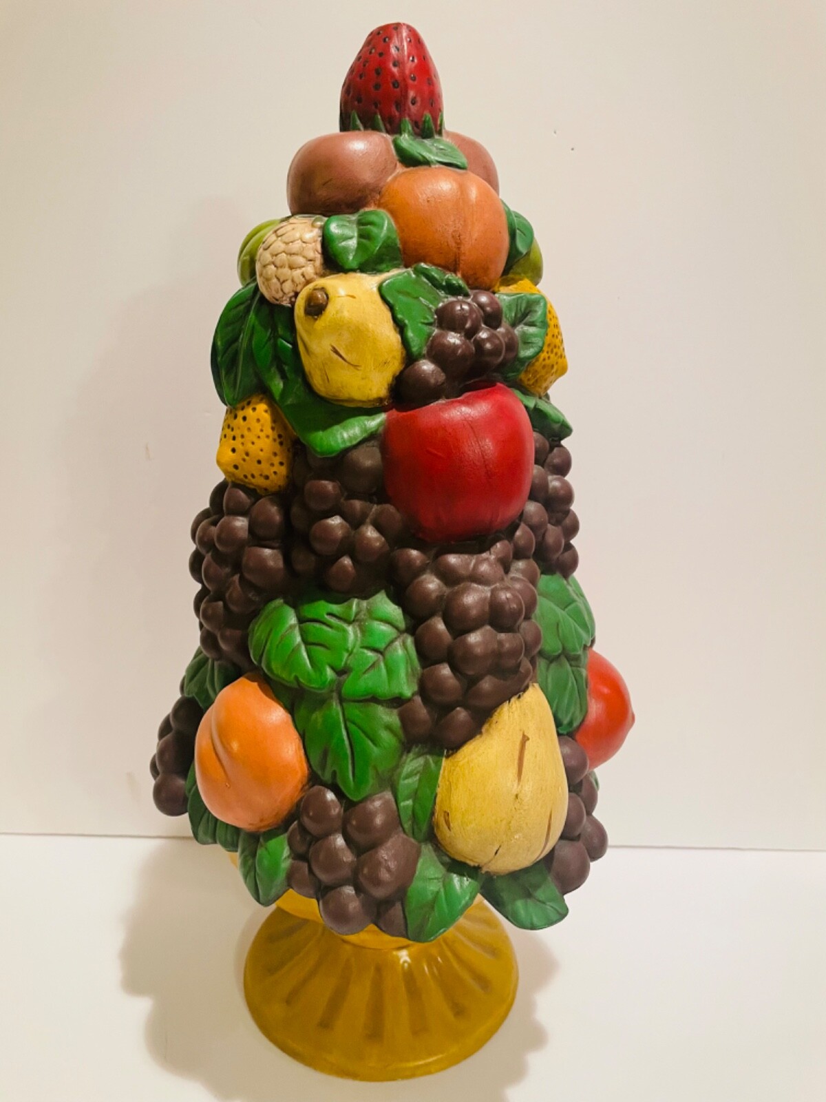 Vintage Holland Mold Handmade Ceramic Fruit Christmas Topiary Tree Centerpiece
