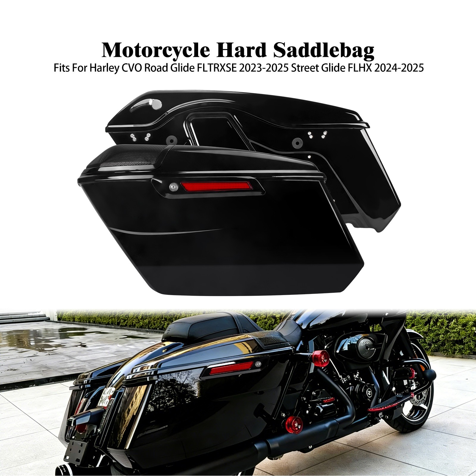 Motorcycle Hard Saddlebags Black For Harley Touring Street Glide FLHX 2024-2025 Motorcycle Hard Saddlebags Black For Harley Touring Street Glide FLHX 2024-2025