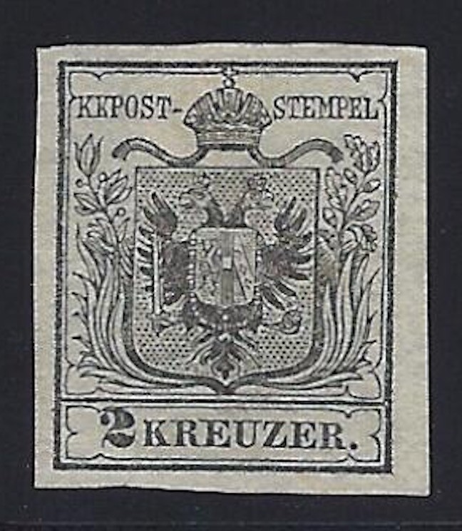 Austria, 1850, Lot of 12, Scott #2b, 2kr gray black, Unused Austria, 1850, Lot of 12, Scott #2b, 2kr gray black, Unused