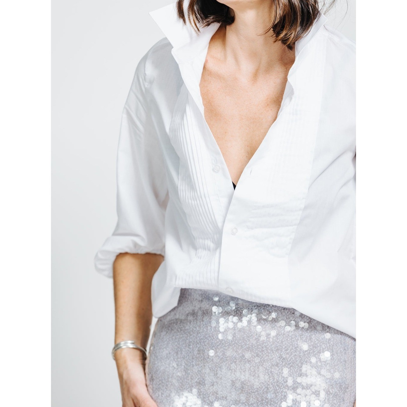 KMJ Meeghan Tux White Size S Button-Up Shirt - Classic Collared Top KMJ Meeghan Tux White Size S Button-Up Shirt - Classic Collared Top