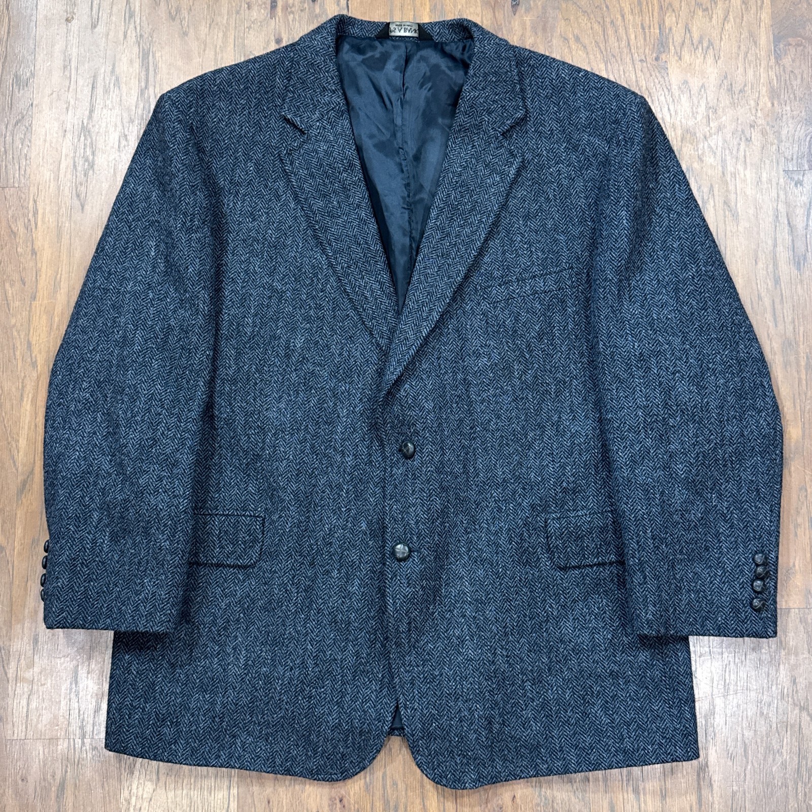 Vintage Jos A Bank Harris Tweed Blazer Mens 50R Blue Herringbone Wool Hand Woven Vintage Jos A Bank Harris Tweed Blazer Mens 50R Blue Herringbone Wool Hand Woven