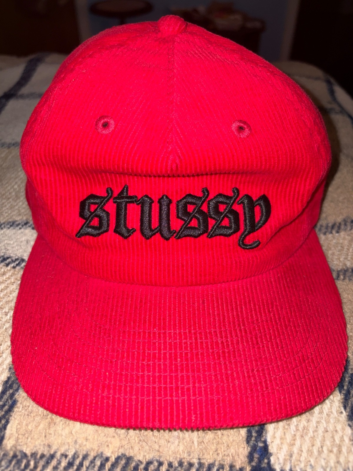Stussy cap Red corduroy embroidered VTG very good Used condition Rare Stussy cap Red corduroy embroidered VTG very good Used condition Rare