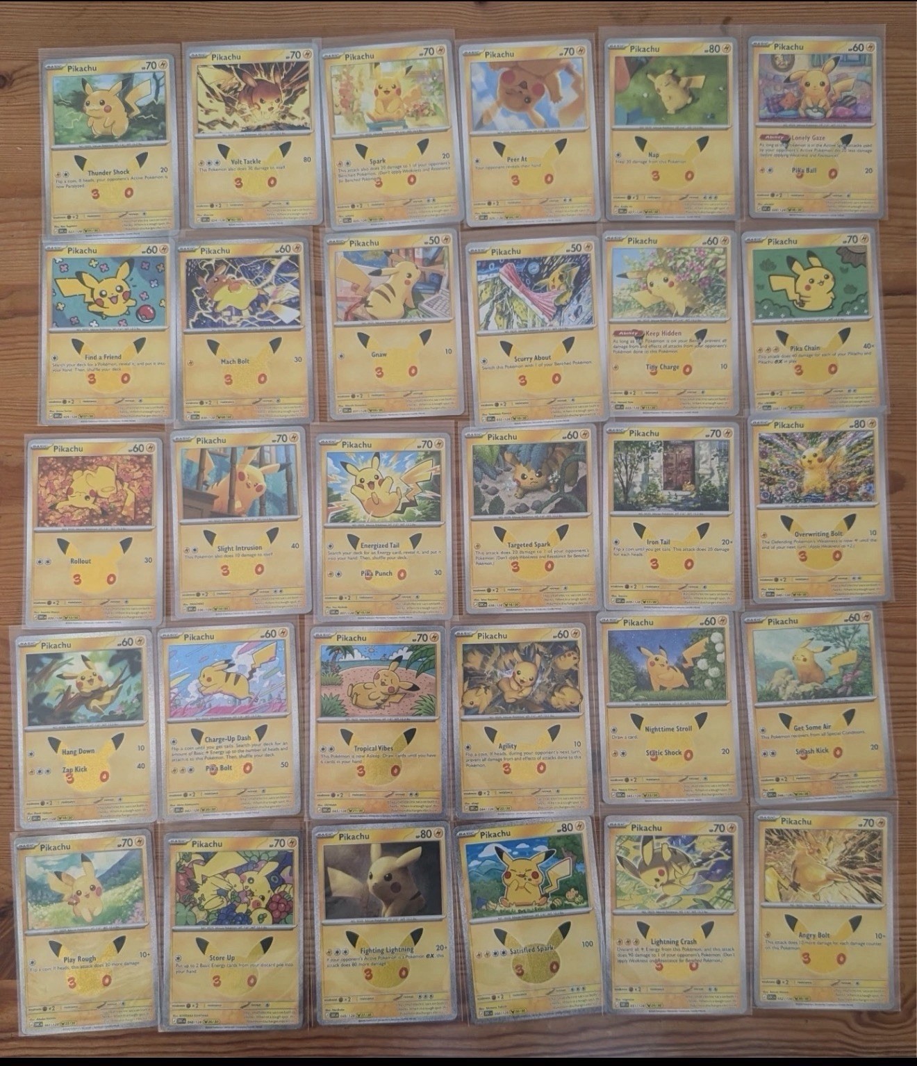 Pikachu 30th Anniversary Celebration Pokemon TCG Pikachu Holo (30 Card Full Set)