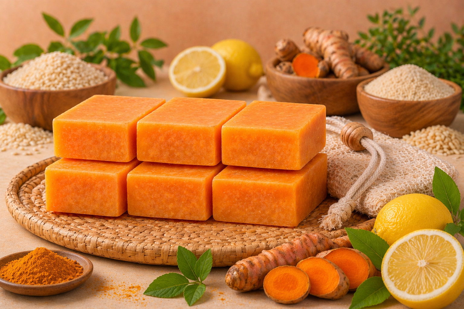 Kojic Acid Soap 6 Bars Dark Spot Remover Turmeric Lemon for Face Body Skin