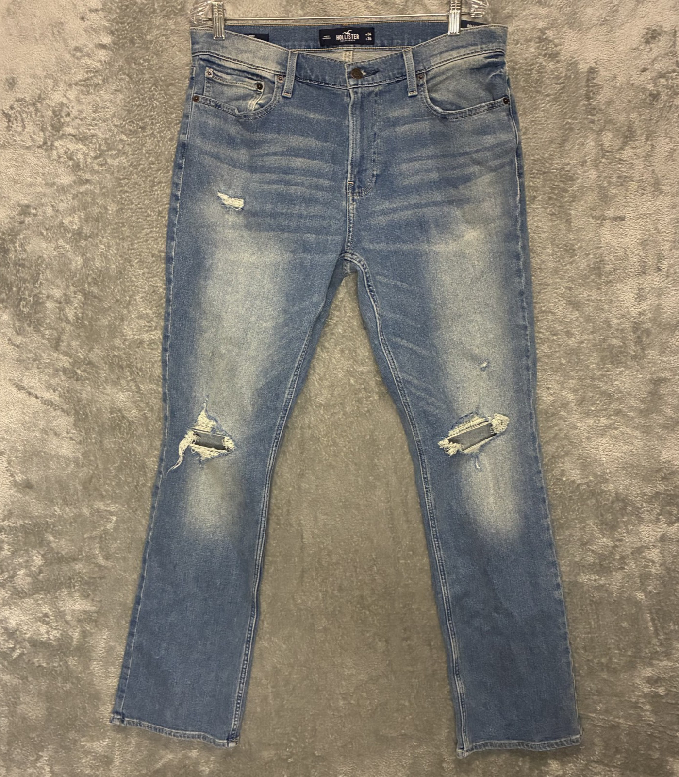 Hollister Mens Epic Flex Bootcut Jeans 34x34 Distressed Grunge Y2K Indie NWT