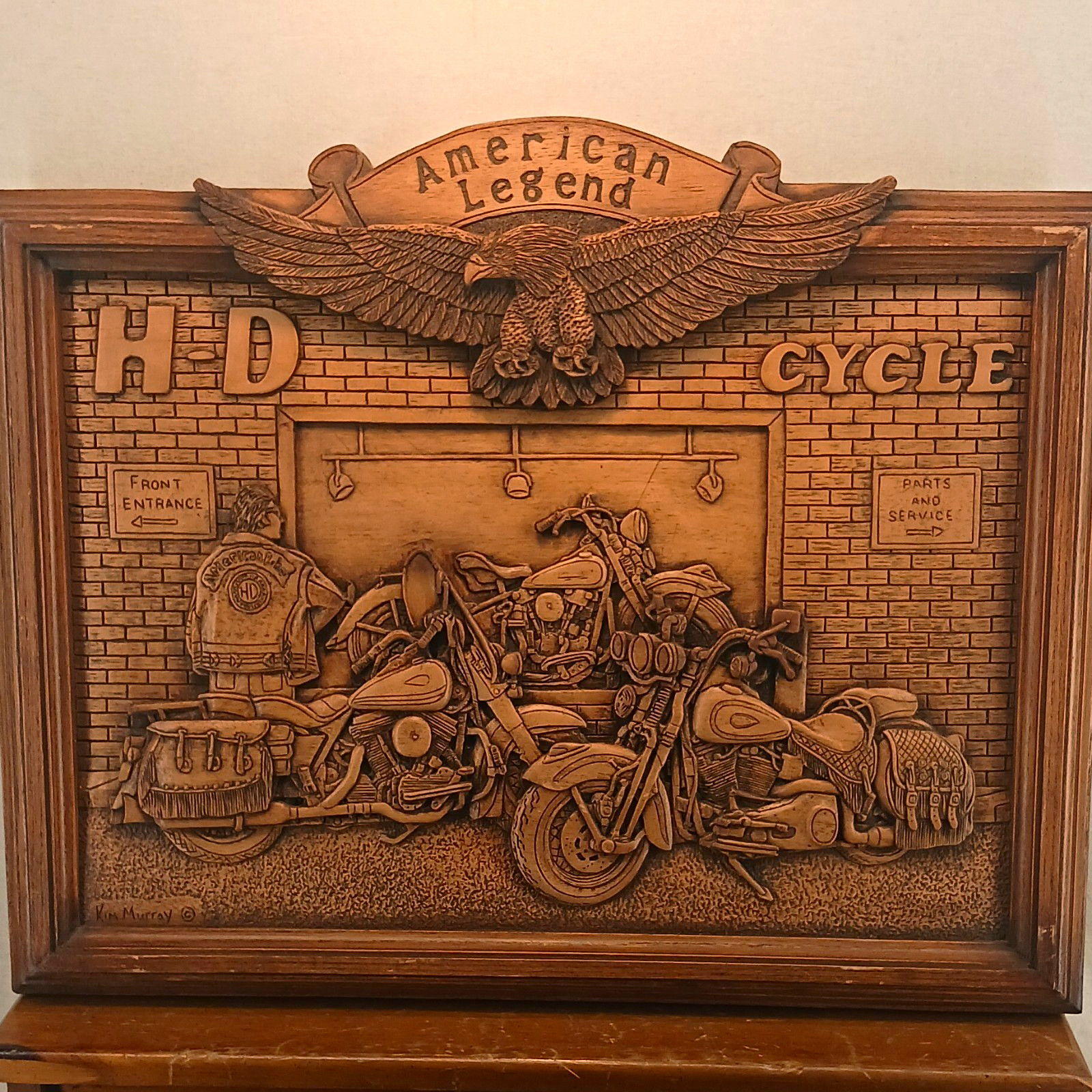 Harley-Davidson American Legend HD Cycle Carved Wood Relief Wall Plaque Sign Harley-Davidson American Legend HD Cycle Carved Wood Relief Wall Plaque Sign