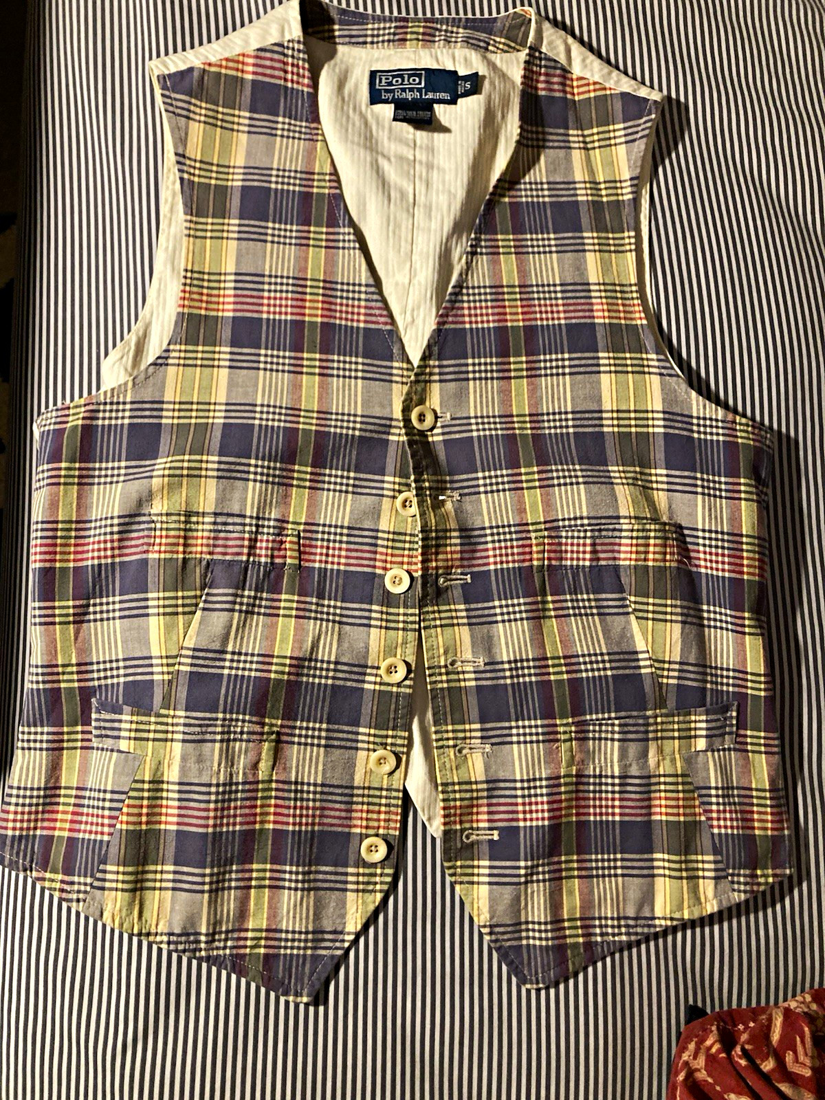 Polo Ralph Lauren Vintage Men’s madras Vest S Polo Ralph Lauren Vintage Men’s madras Vest S