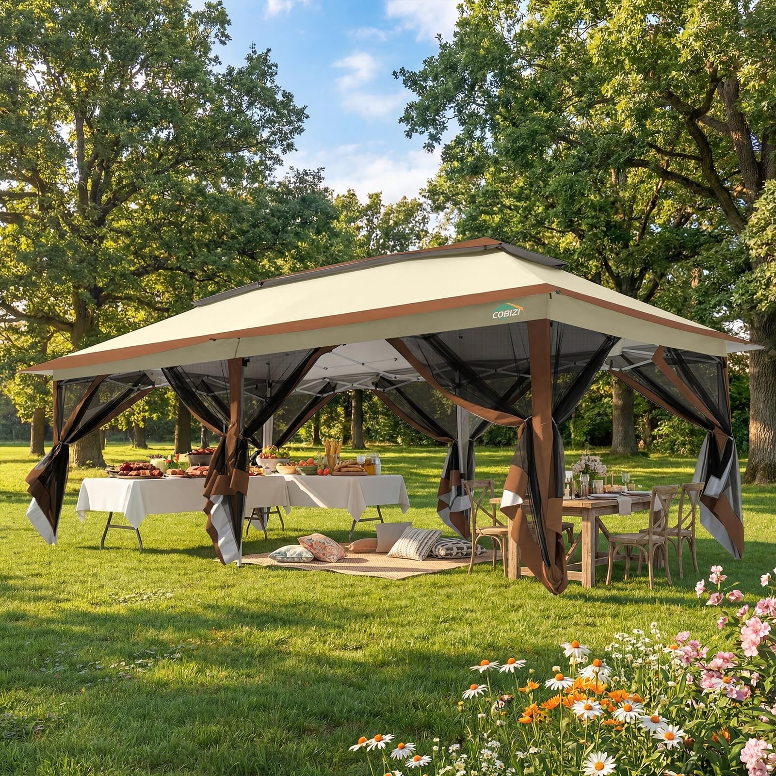 12x12 12x20 Pop Up Canopy Tent with Mosquito Netting, Screened Gazebo 12x12 12x20 Pop Up Canopy Tent with Mosquito Netting, Screened Gazebo