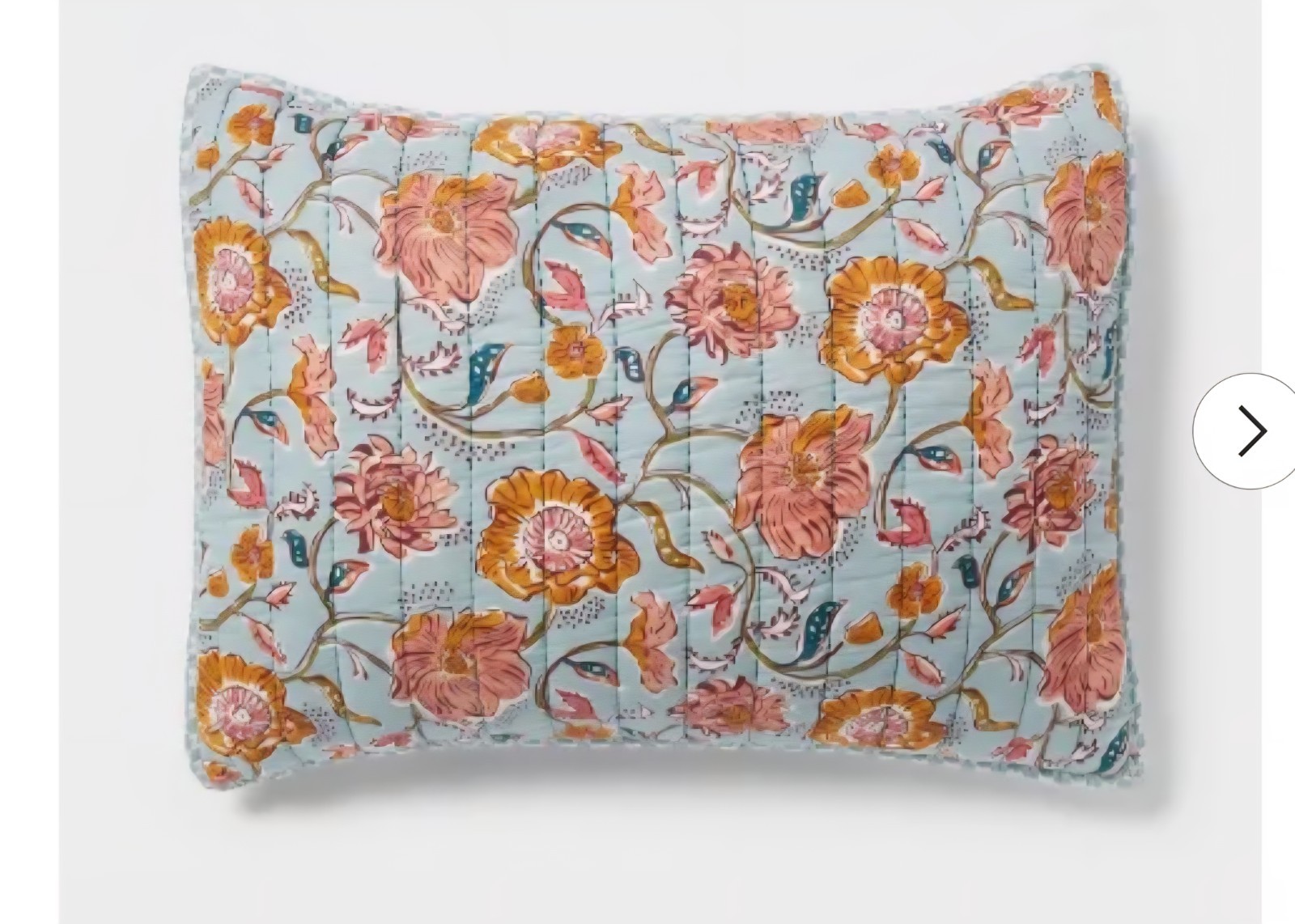 King Earthy Vines Quilt Sham Light Teal Blue/Mustard Yellow/Light Pink Floral - King Earthy Vines Quilt Sham Light Teal Blue/Mustard Yellow/Light Pink Floral -