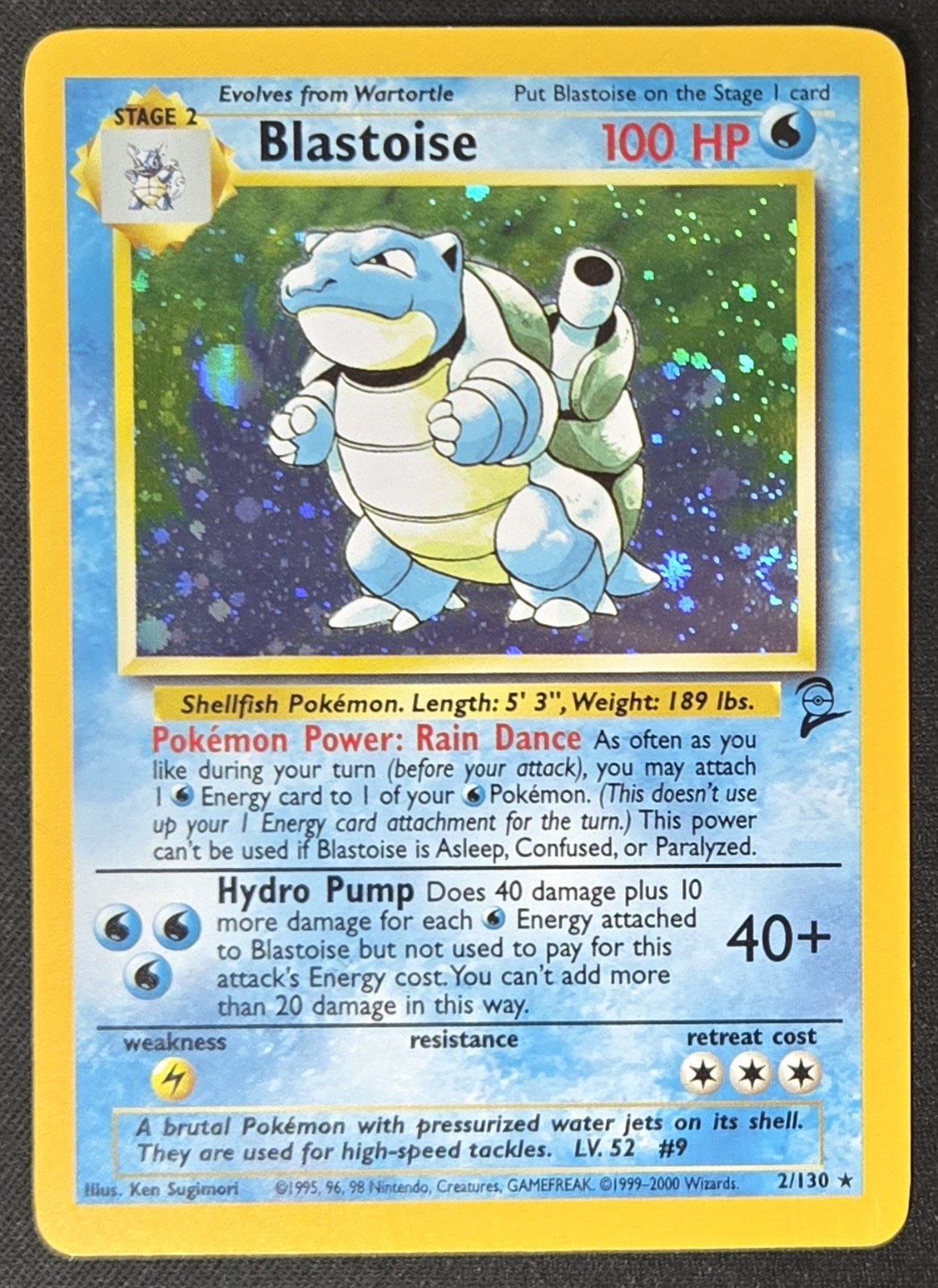 SWIRL Blastoise 2/130 Base Set 2 Cosmos Holo Rare WoTC Pokémon TradingCG 2000 LP