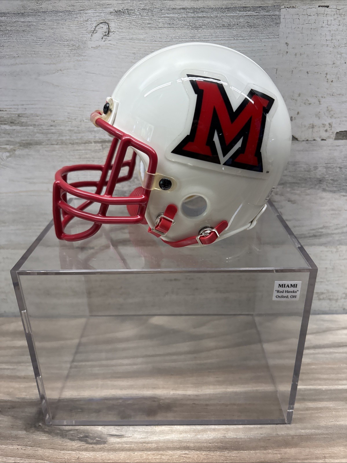 Vintage Miami of Ohio Redhawks NCAA Mini Football Helmet With case