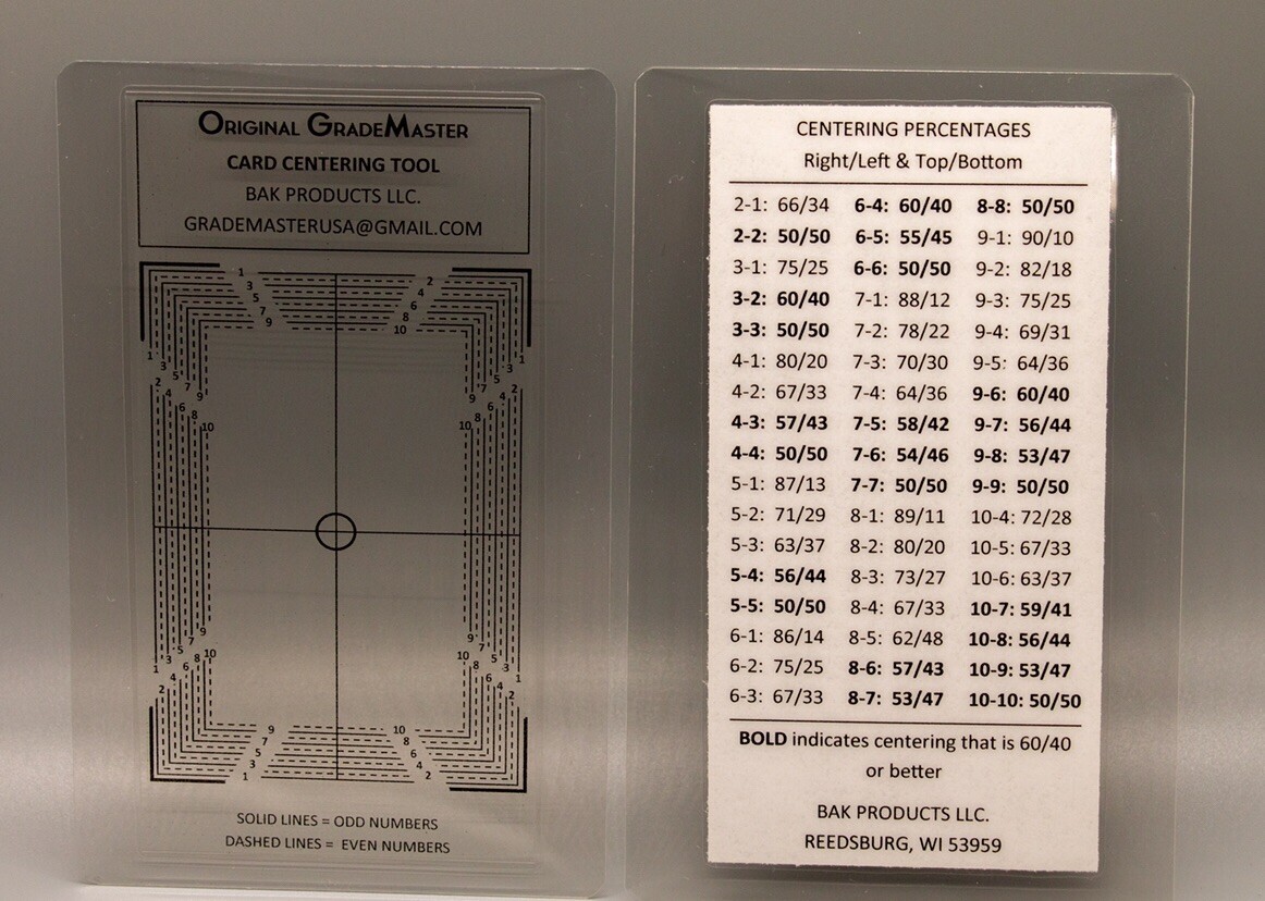 ORIGINAL GRADEMASTER Card Grading / Centering Tool Created in 2015- #1 Design