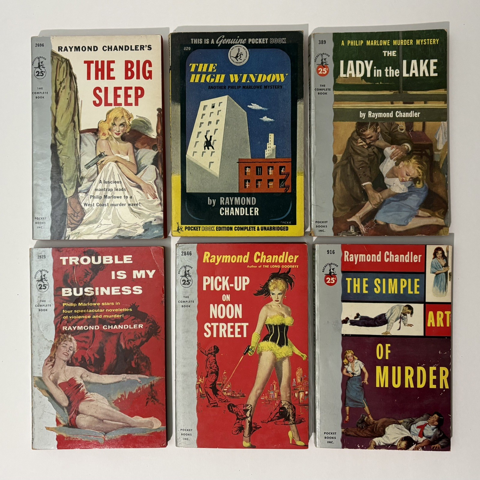Vintage 1940s-60s Pocket Books Paperback Lot (6) Raymond Chandler Mystery Pulp Vintage 1940s-60s Pocket Books Paperback Lot (6) Raymond Chandler Mystery Pulp