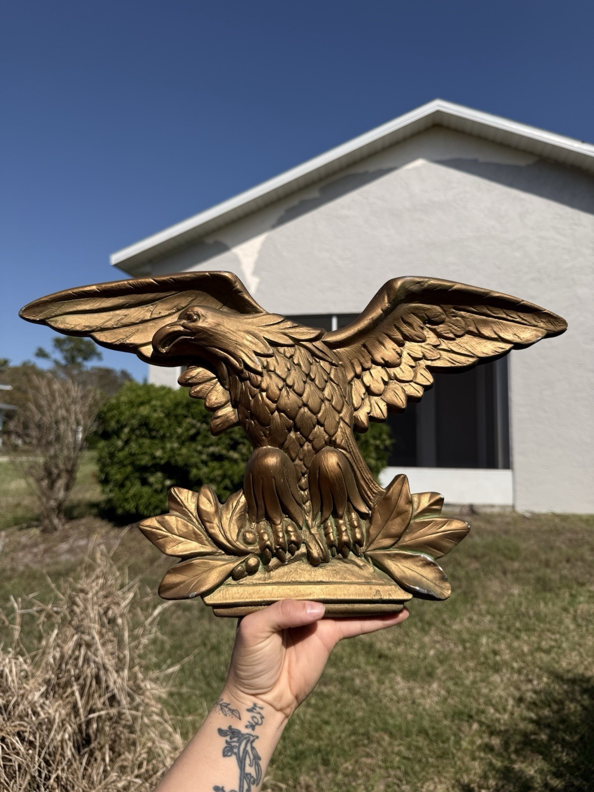 Vintage Ceramic Golden Eagle Plaque Vintage Ceramic Golden Eagle Plaque