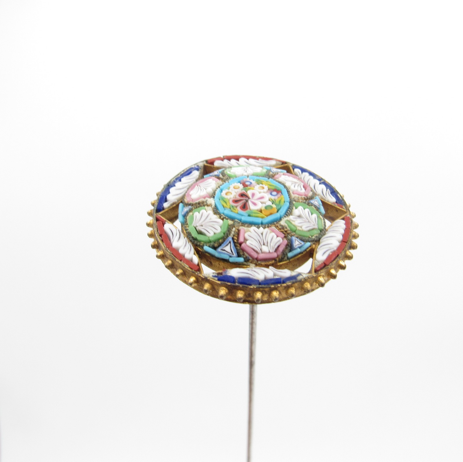 Antique Hatpin Micro Mosaic Open Work Hat Pin