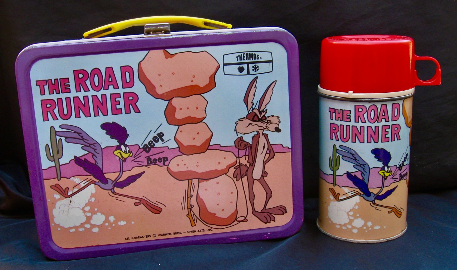 Vintage ROAD RUNNER Lunchbox & Thermos - TV Cartoon Movie (1970) C-8.5 Awesome