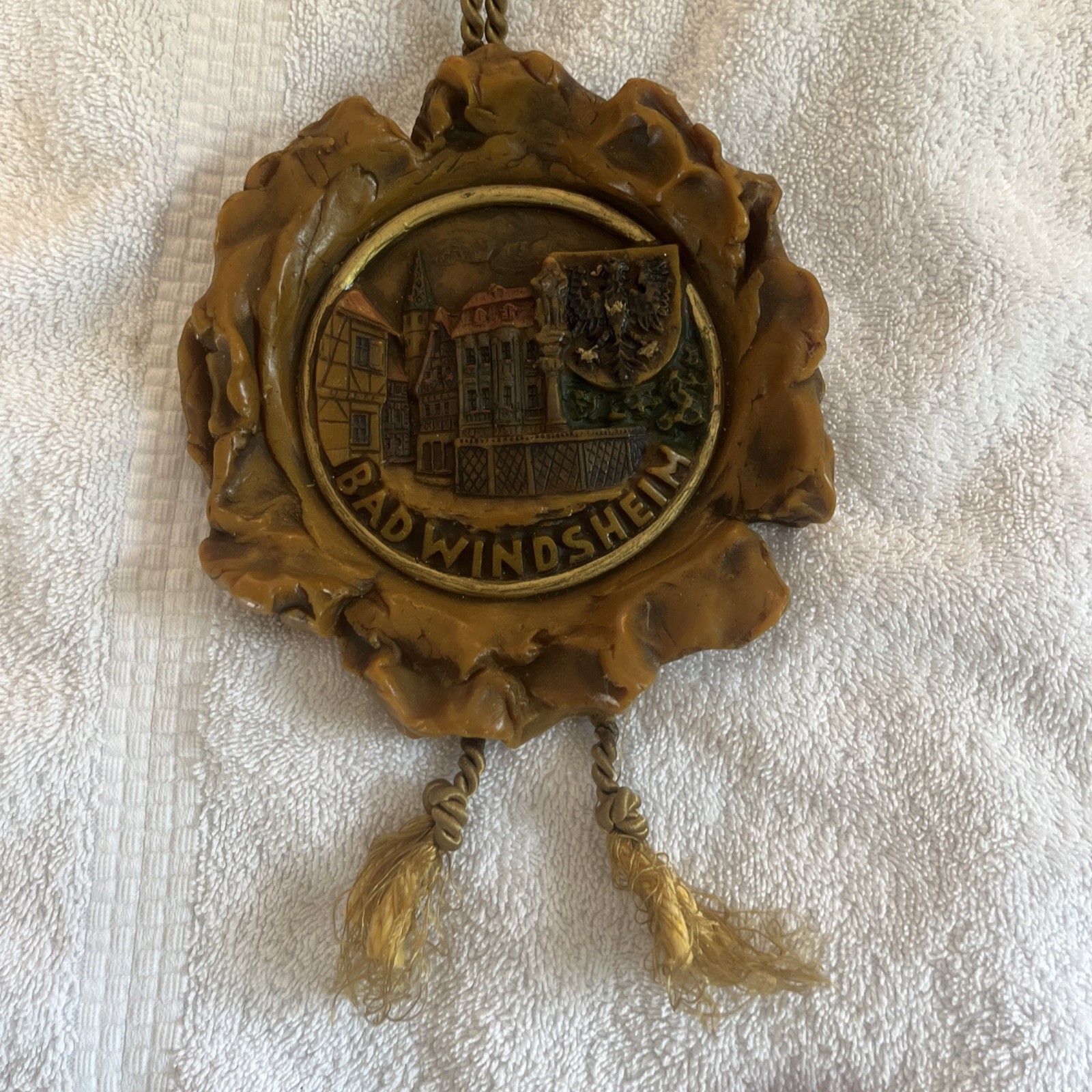 Vintage German Wax Folk Art Badwindsheim Germany Wall Plaque h5 Vintage German Wax Folk Art Badwindsheim Germany Wall Plaque h5