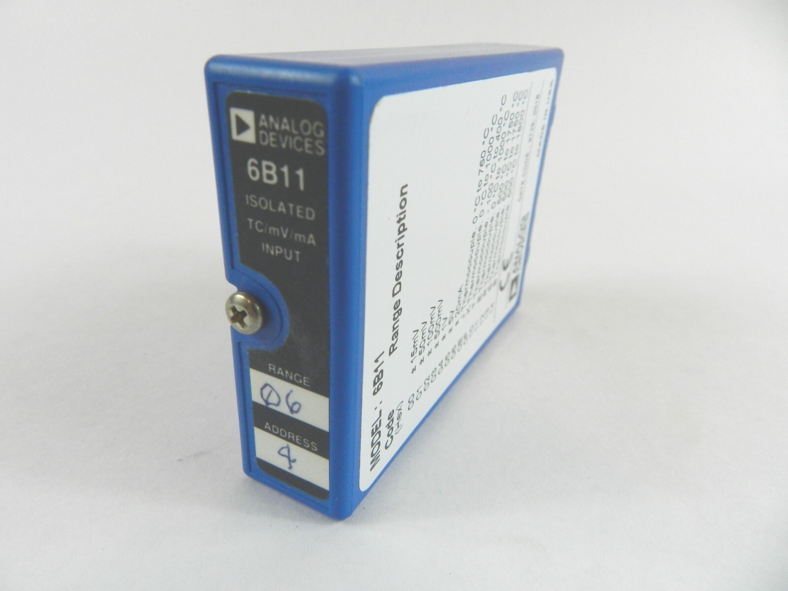 Analog Devices 6B11 Isolated Analog Input Module TC/mV/mA  4