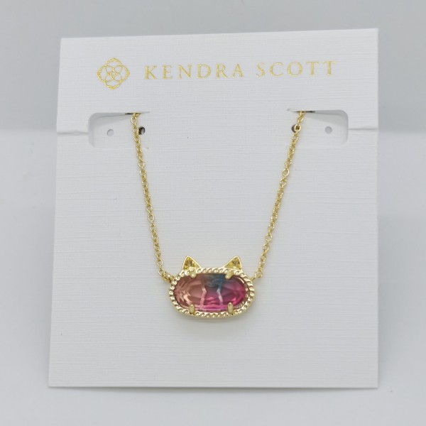 New Kendra Scott Elisa Gold Plated Cat Kitty Pendant Necklace in Watercolor New Kendra Scott Elisa Gold Plated Cat Kitty Pendant Necklace in Watercolor