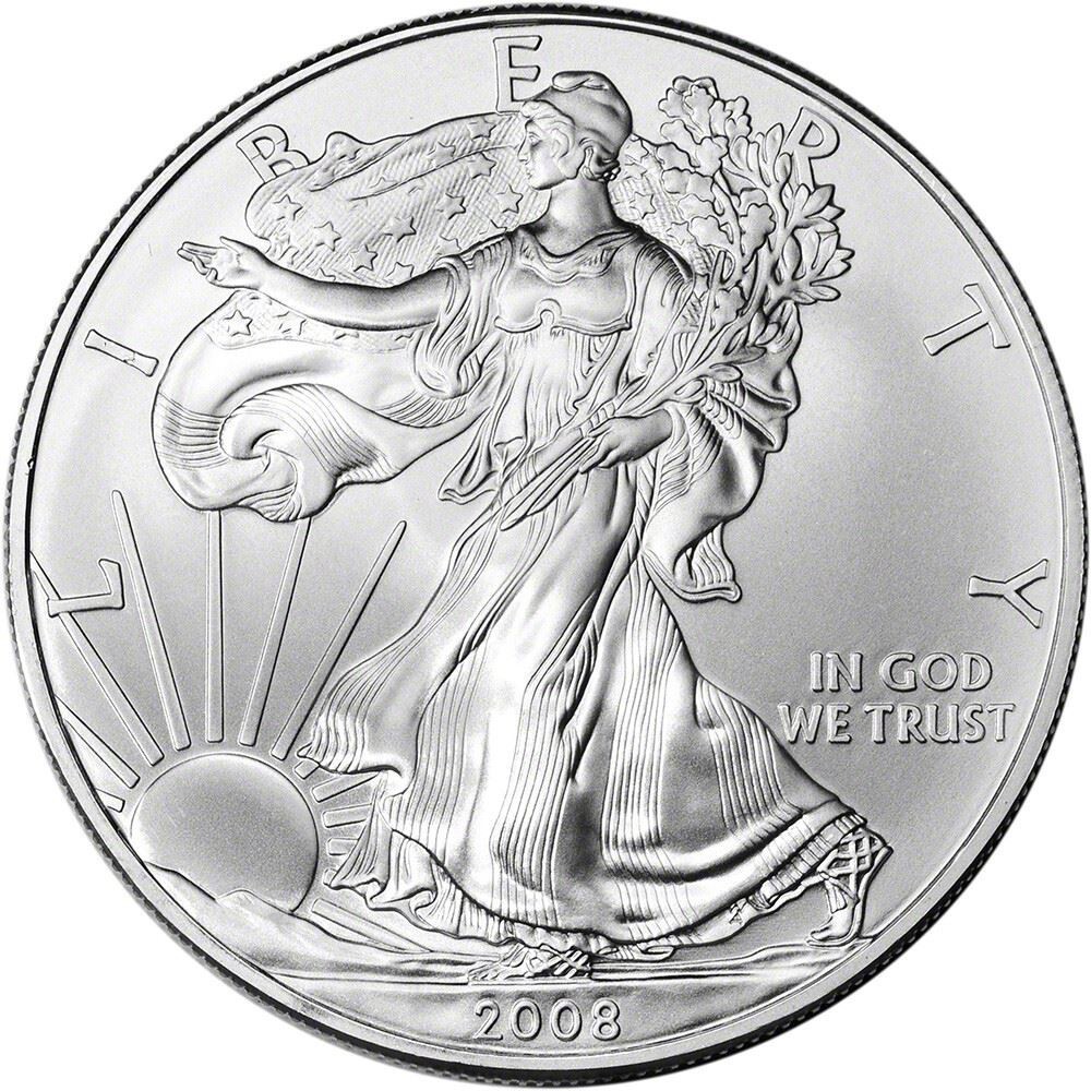 2008 American Silver Eagle 1 oz .999 Silver $1 Coin - BU
