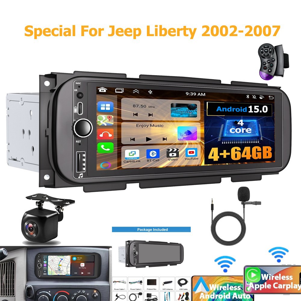 For Jeep Liberty 2002-2007 Apple CarPlay Android 15 Car Radio Stereo GPS NAVI BT