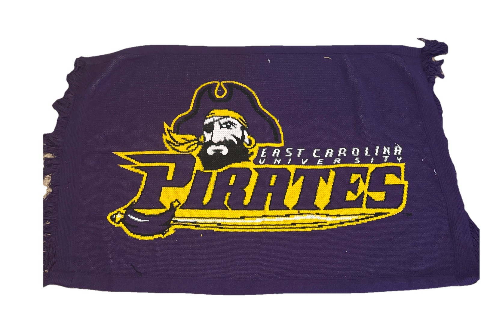 Vintage J.C Knitwear ECU East Carolina Pirates Blanket Throw Tapestry 48x36 -002