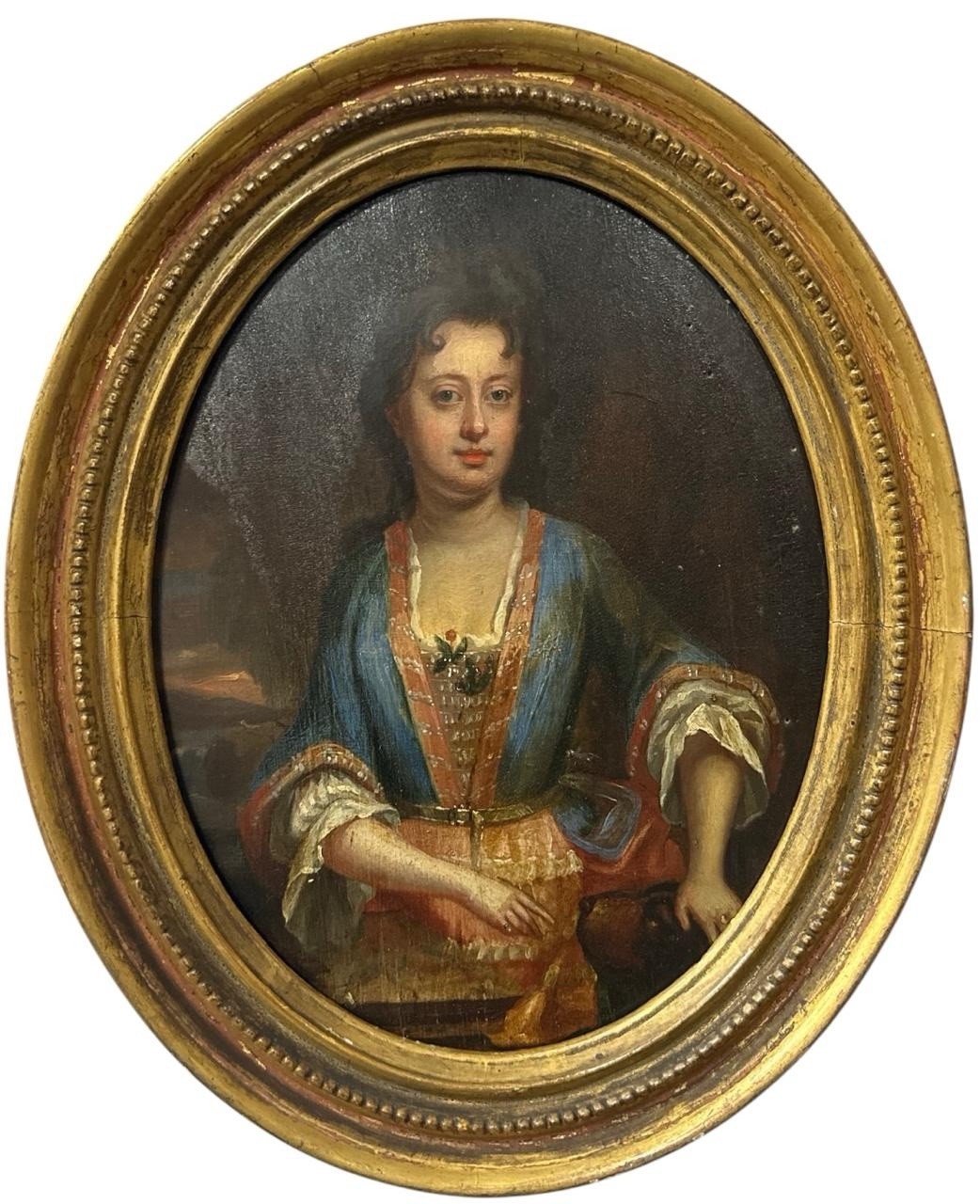 Follower of Charles Jervas (c.1675-1739) Portrait Lady Oil Panel Oval