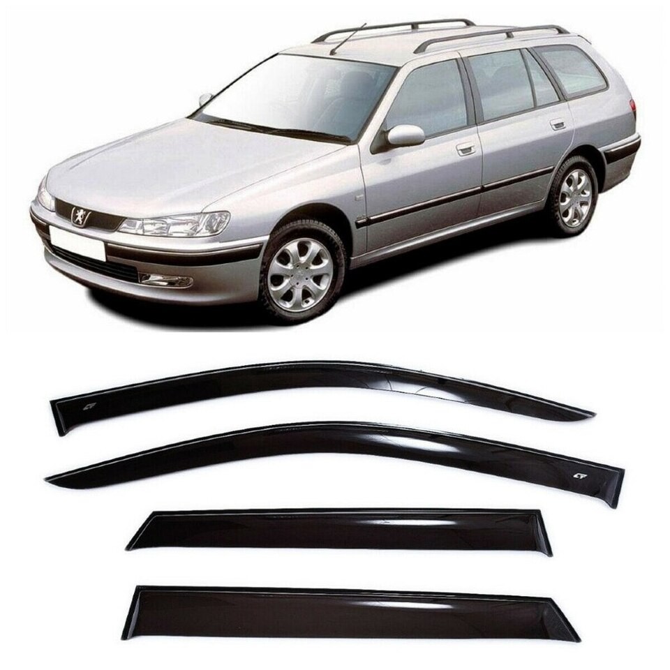 Tape-on Window Visors Rain Guards Fit Peugeot 406 Wagon 1995-00 Wind Deflectors