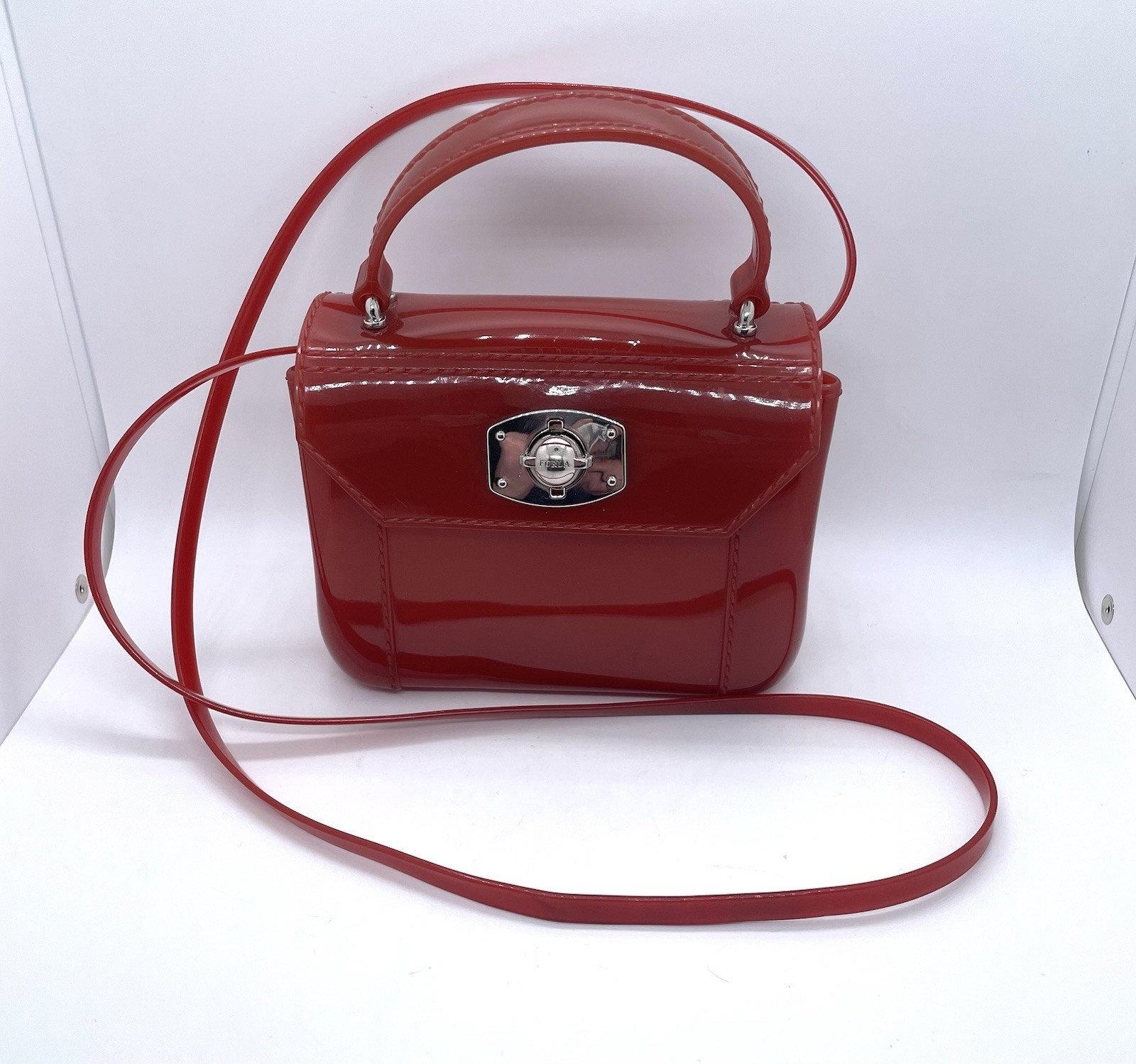 FURLA Red Jelly Candy Small Crossbody Bag Made In Italy FURLA Red Jelly Candy Small Crossbody Bag Made In Italy