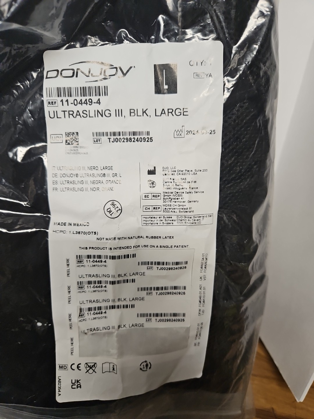 Donjoy Ultrasling III, Black, Large (Ref: 11-0449-4) Donjoy Ultrasling III, Black, Large (Ref: 11-0449-4)
