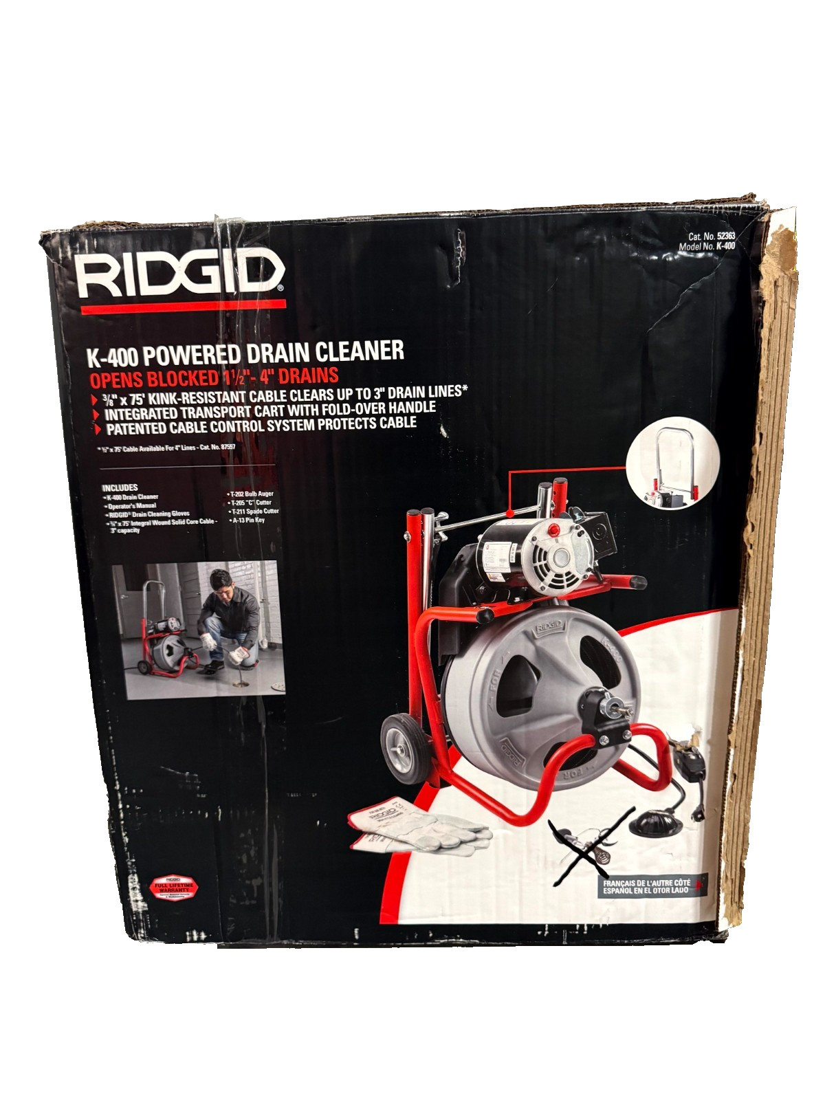 Ridgid K-400 Drain Cleaning Snake Auger Powered Drum Machine *NO ATTACHMENTS*