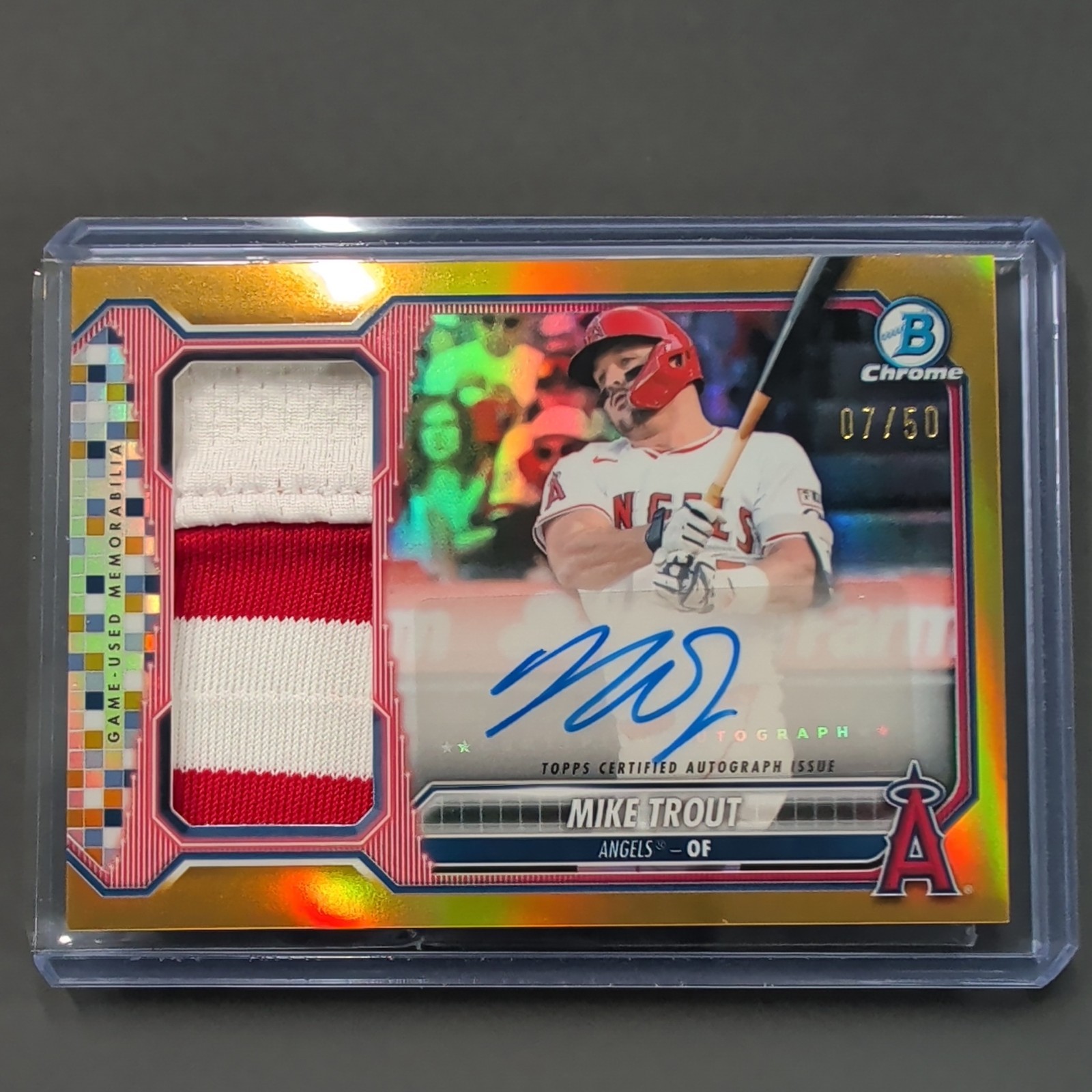 Topps 2026 Bowman Chrome Mike Trout JCAR-MT Jumbo Auto Relic 07/50