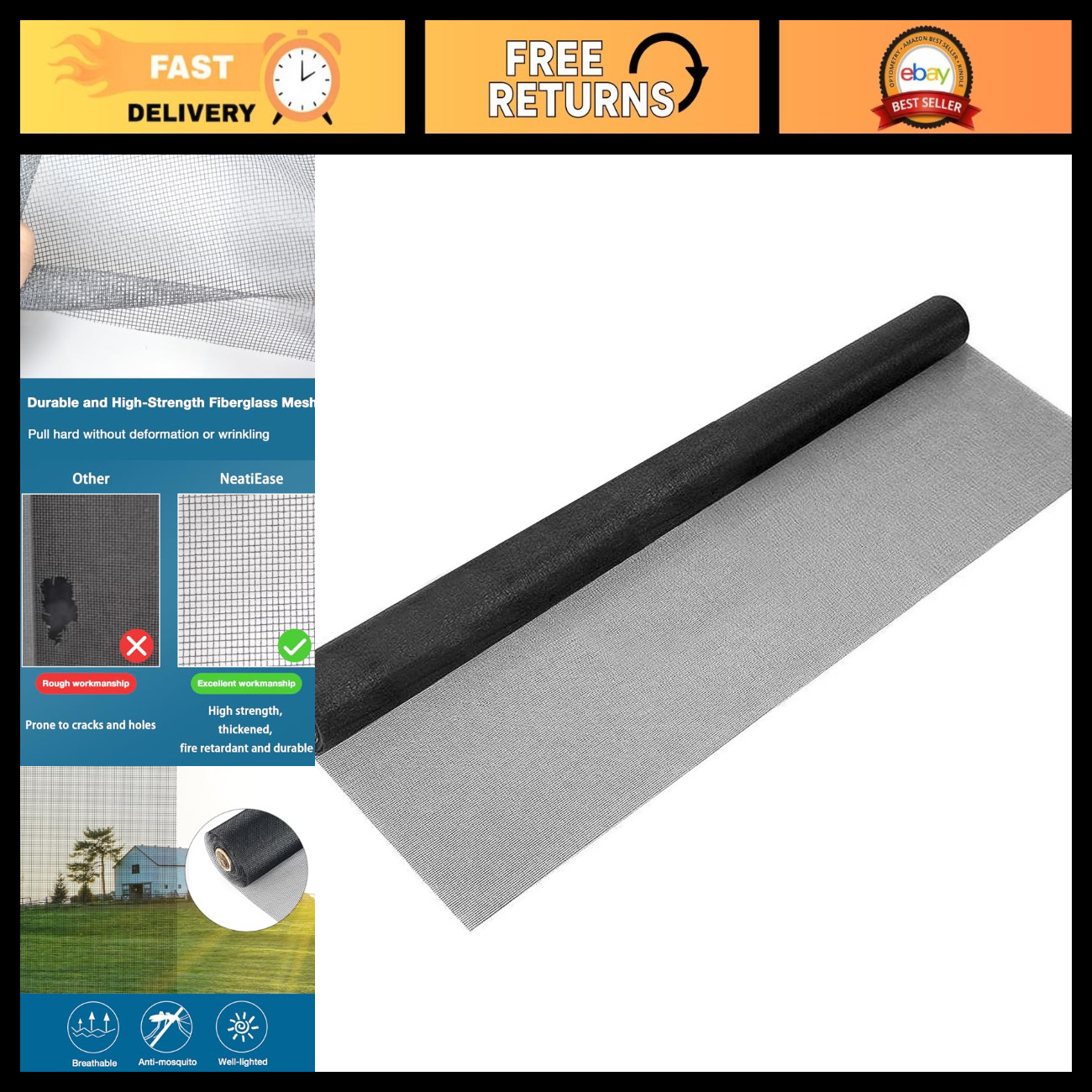 Adjustable Fiberglass Window Screen Roll 96\ Adjustable Fiberglass Window Screen Roll 96\