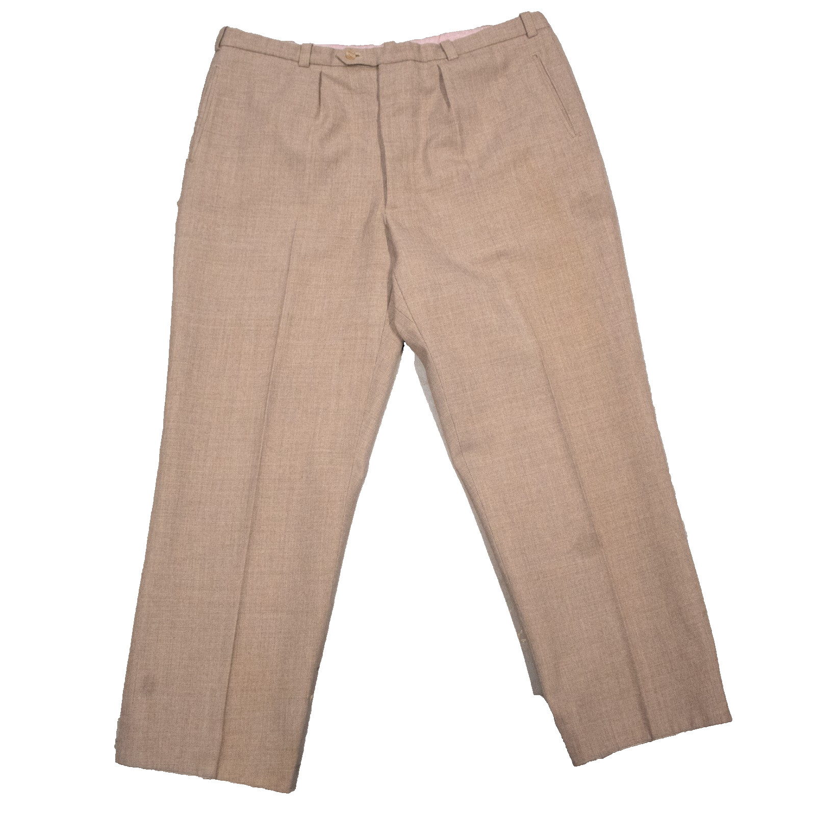 Vintage 1910s-1920s Mens Trouser Wool Dress Pants Handmade Beige 36x27.5 Vintage 1910s-1920s Mens Trouser Wool Dress Pants Handmade Beige 36x27.5