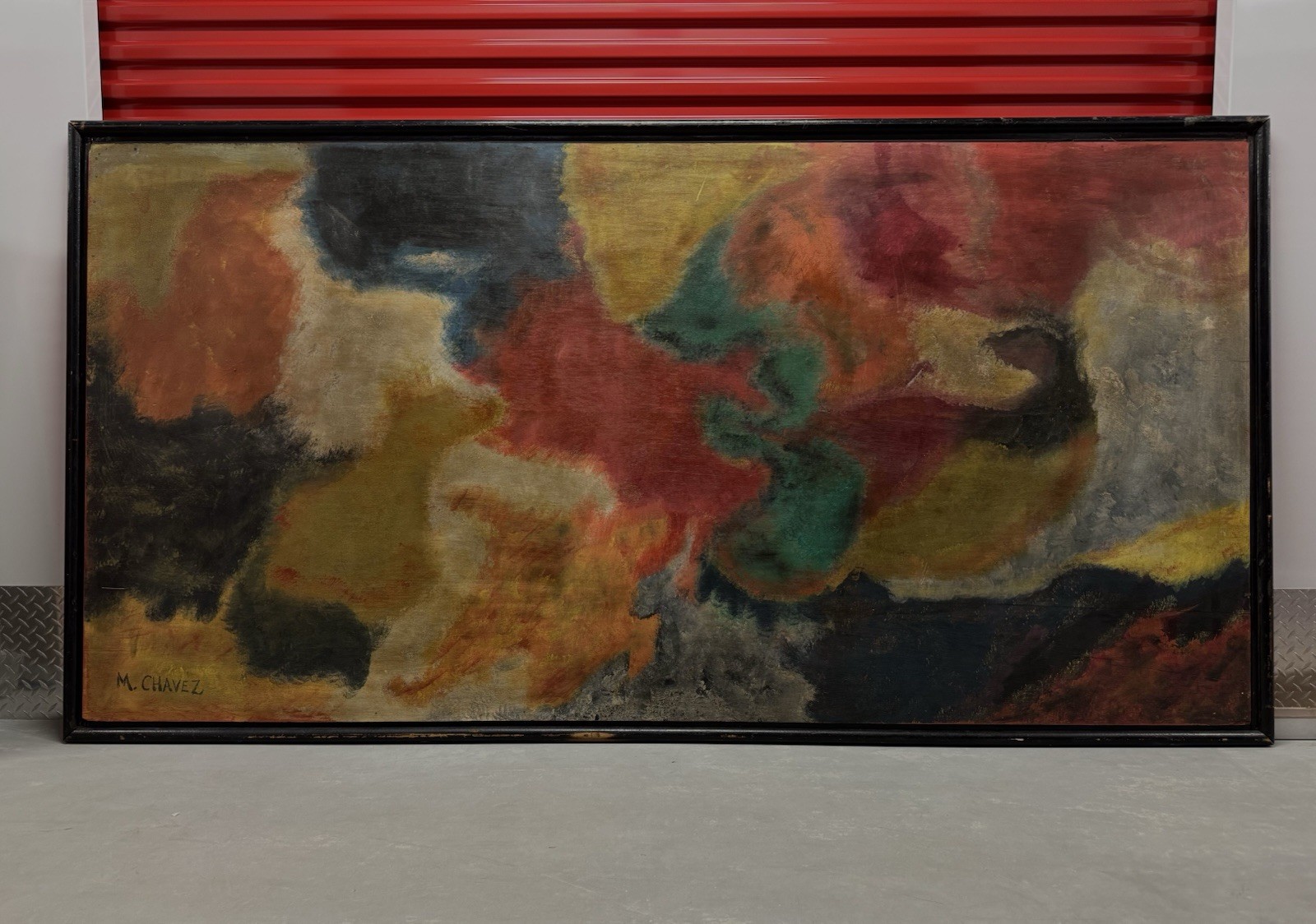 Abstract painting by M. Chavez, Acrylic on wood - Late 20th Century Abstract painting by M. Chavez, Acrylic on wood - Late 20th Century