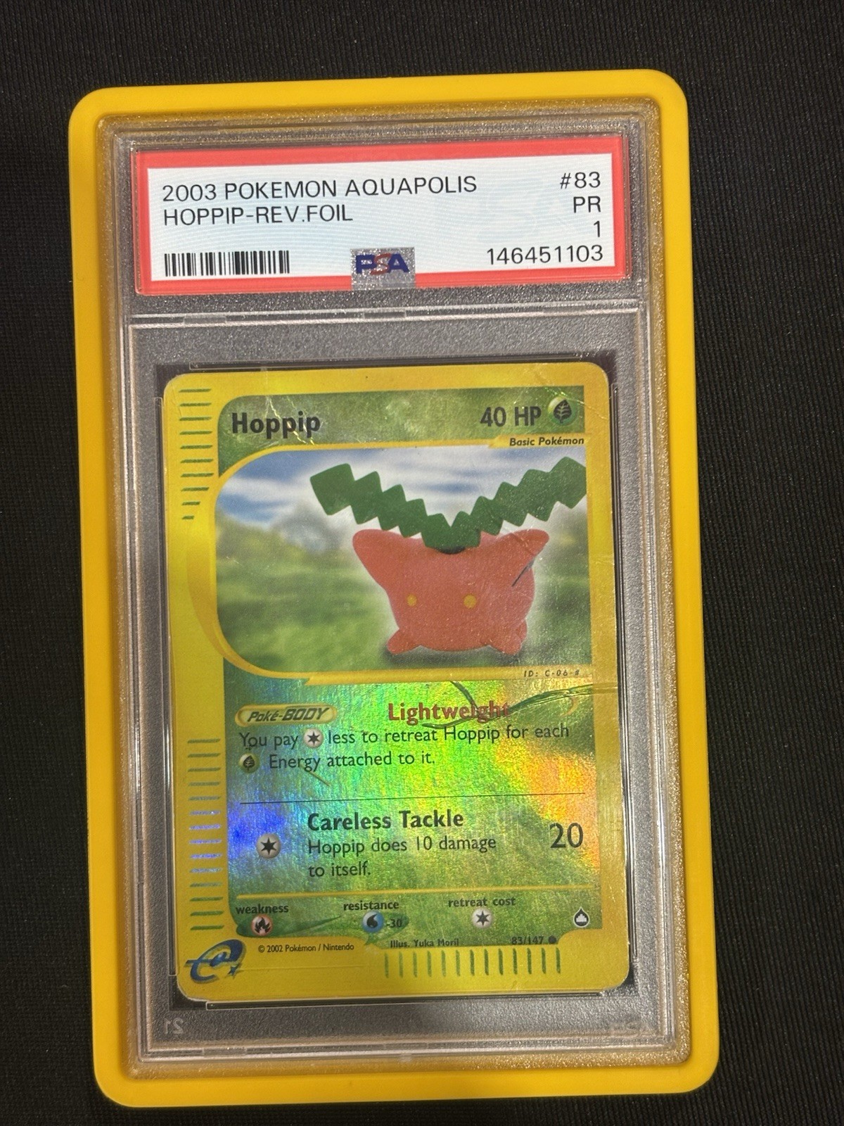 Aquapolis Hoppip 083/147 Reverse Holo EN 2003 PSA 1 POP 1‼️‼️‼️yuka morii poke Aquapolis Hoppip 083/147 Reverse Holo EN 2003 PSA 1 POP 1‼️‼️‼️yuka morii poke