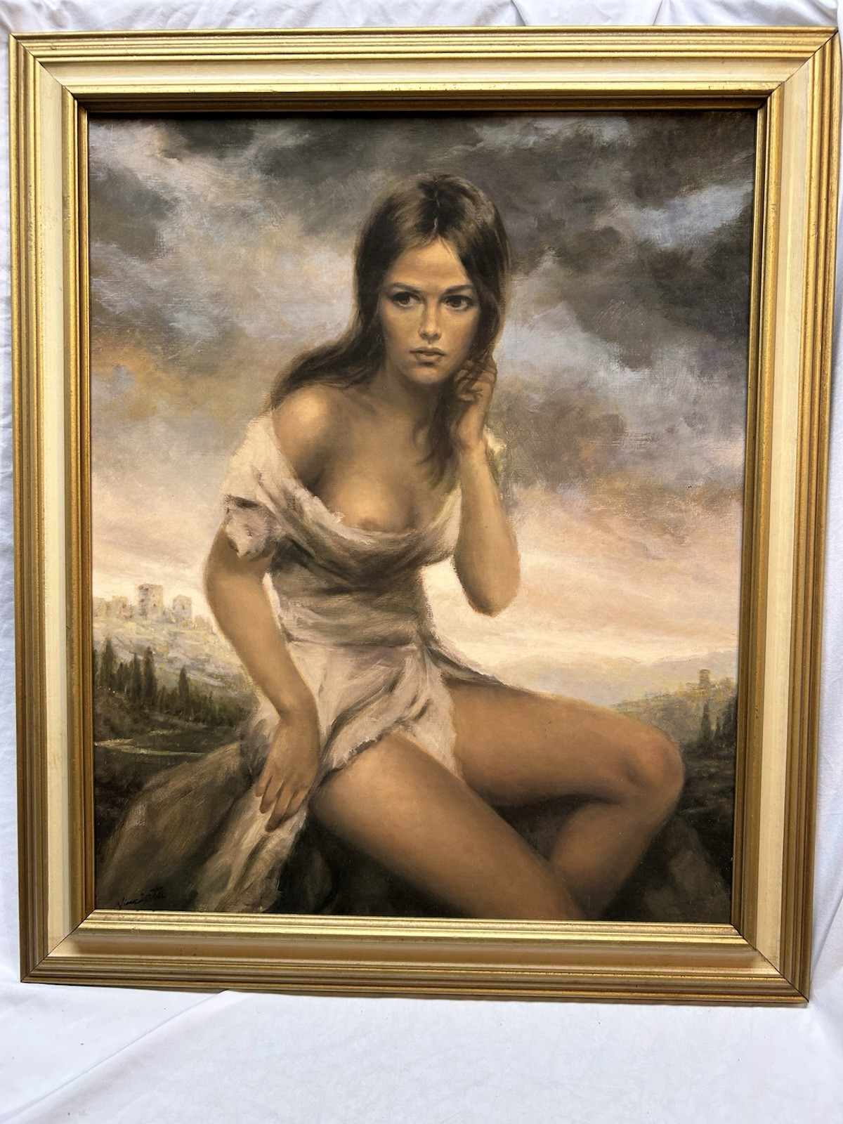 Vintage VINCIATA Print “Broken Silence” Joseph Wallace King Framed Semi-Nude
