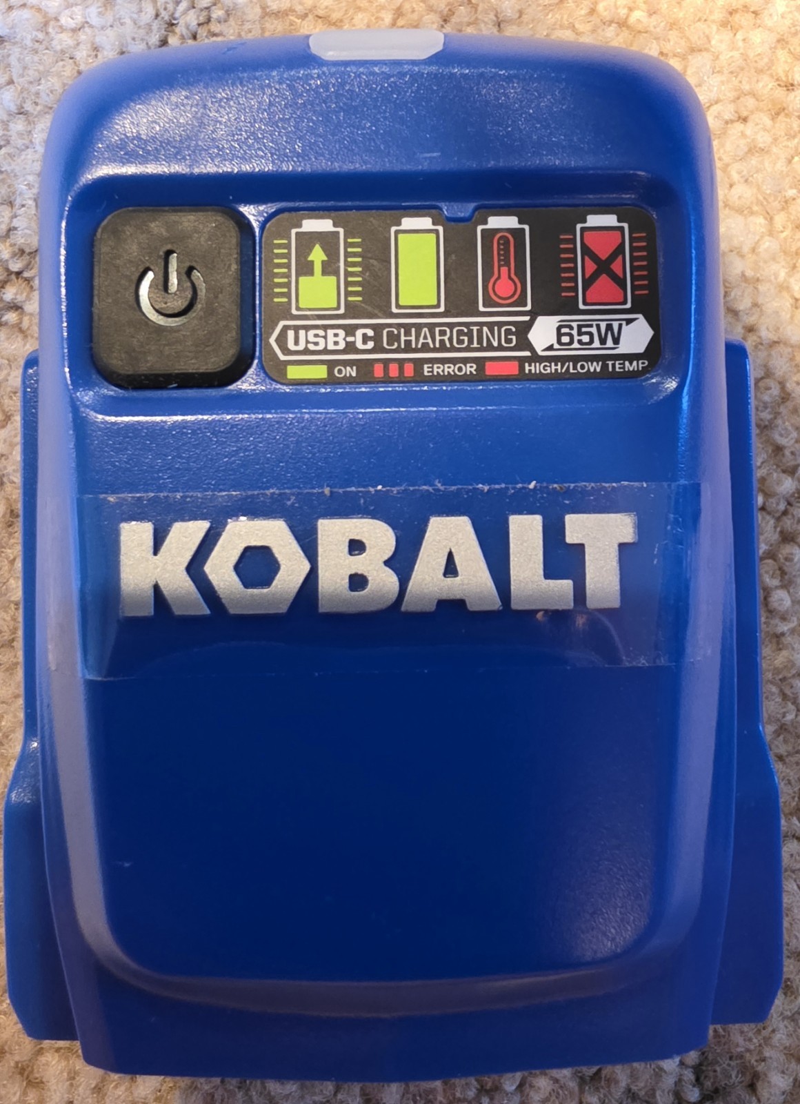 Brand New Kobalt 24 -Volt Battery Adapter Model #KCA 1024-06 USB-C Charger 65W Brand New Kobalt 24 -Volt Battery Adapter Model #KCA 1024-06 USB-C Charger 65W