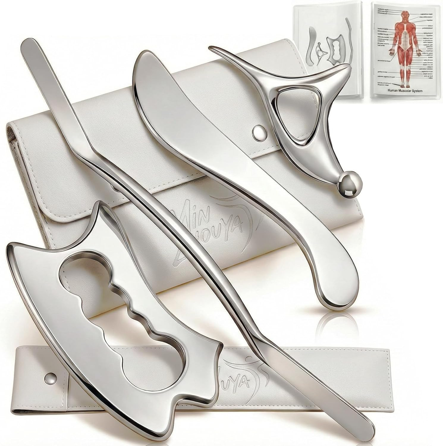 4-Piece Stainless Steel Muscle Scraper Tool Set for Fascia Release