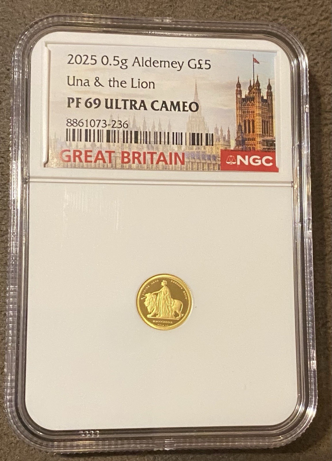 2025 Aldeney 0.5g Una & Lion NGC PF 69 Ultra Cameo Great Britain 2025 Aldeney 0.5g Una & Lion NGC PF 69 Ultra Cameo Great Britain