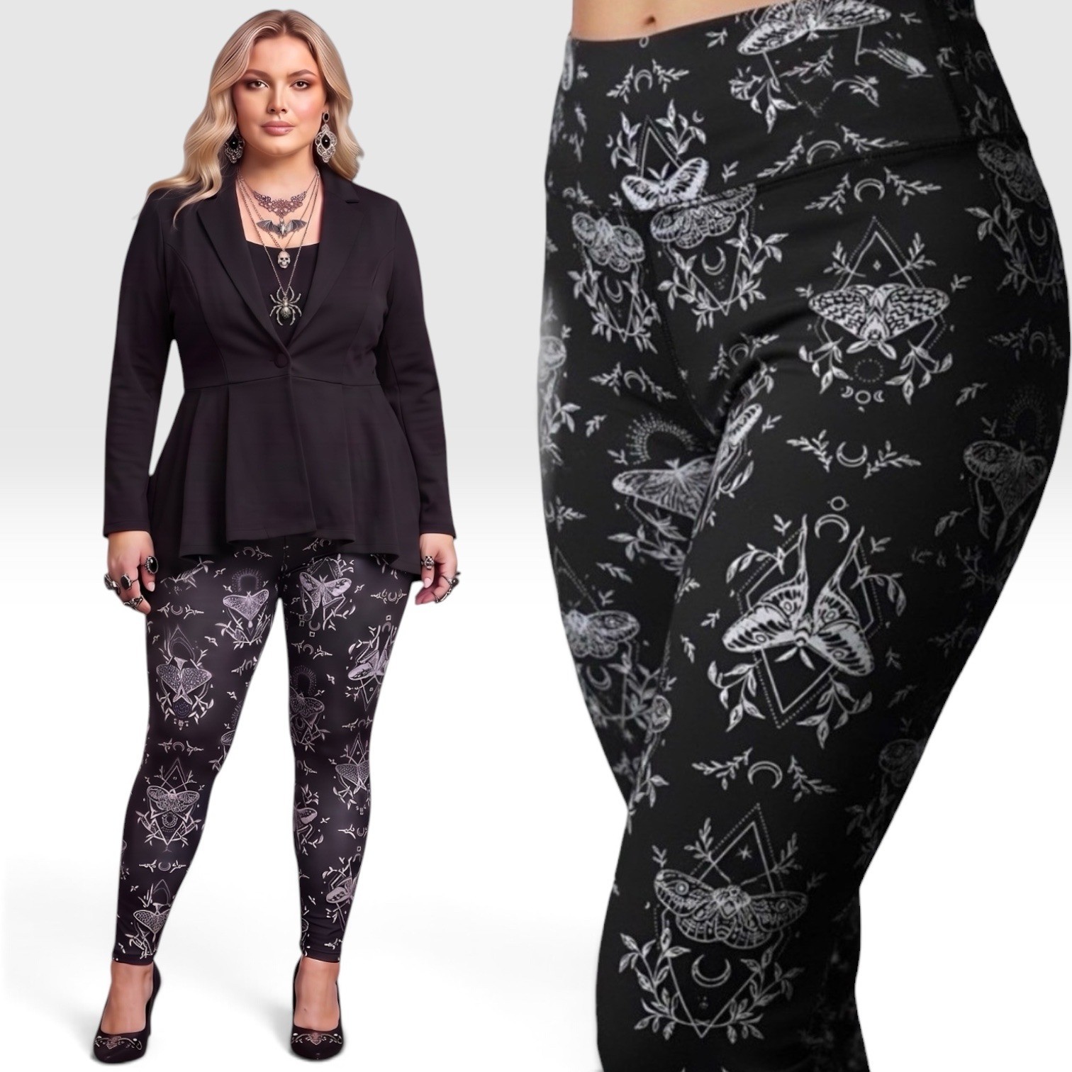 TORRID Nightfall Mystic Moths Pattern Goth Gothic Leggings NWT Size 5X