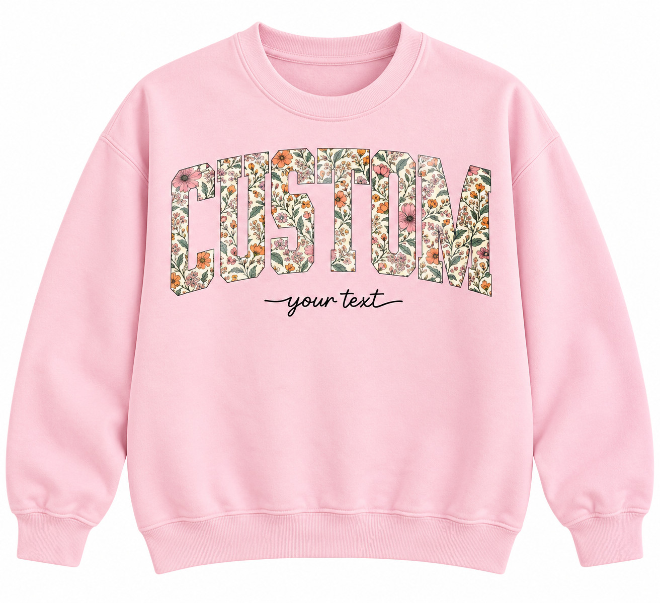 Personalized Floral Sweatshirt, Custom Text Vintage Botanical Crewneck
