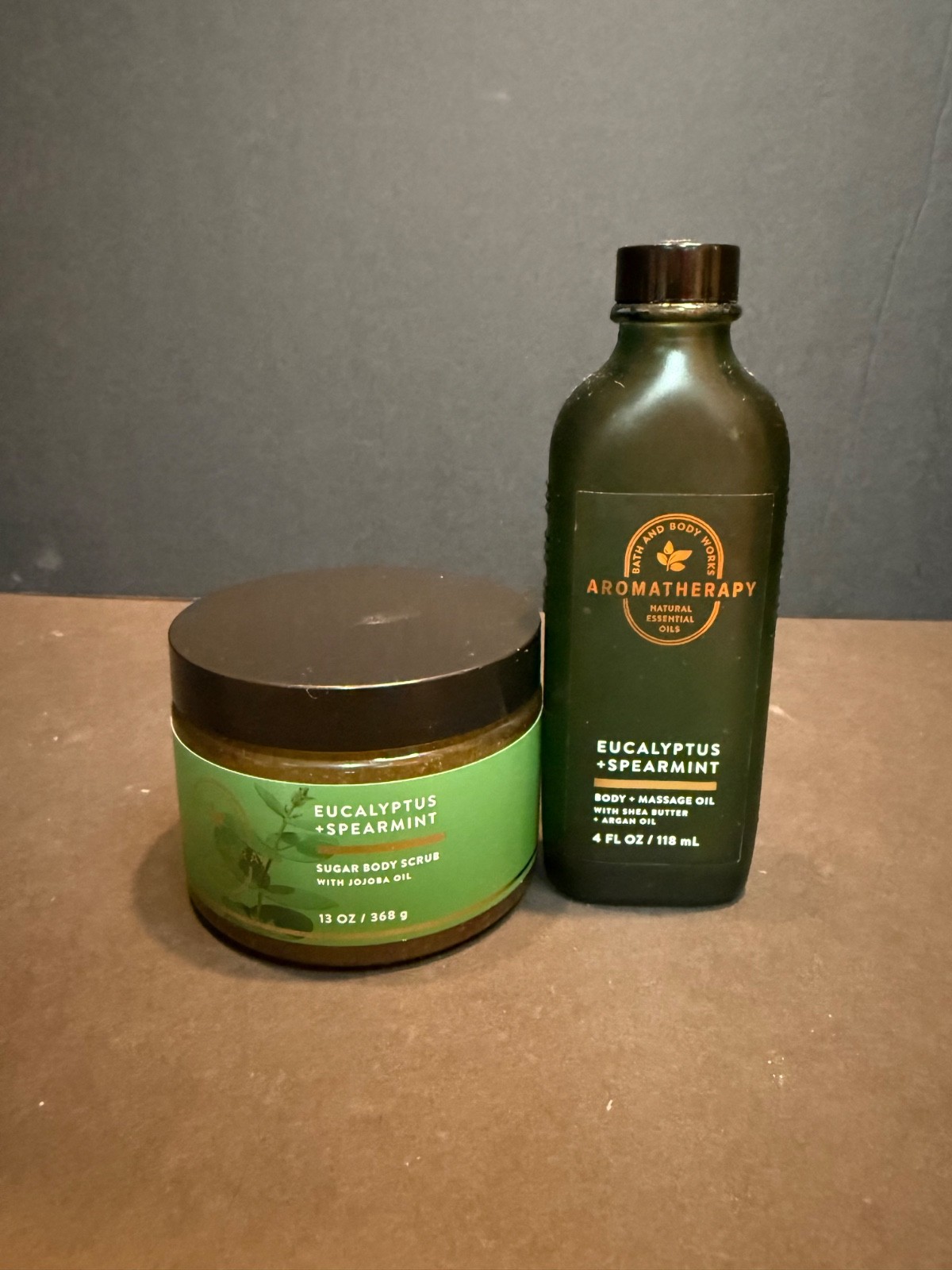 New Bath Body Works AROMATHERAPY EUCALYPTUS SPEARMINT MASSAGE OIL And Body Scrub New Bath Body Works AROMATHERAPY EUCALYPTUS SPEARMINT MASSAGE OIL And Body Scrub