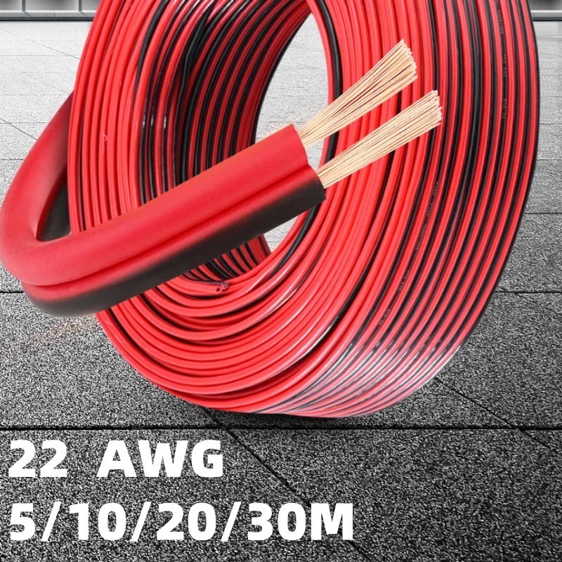 2-Pin Red & Black Electrical Extension Wire – Multiple AWG & Length Options