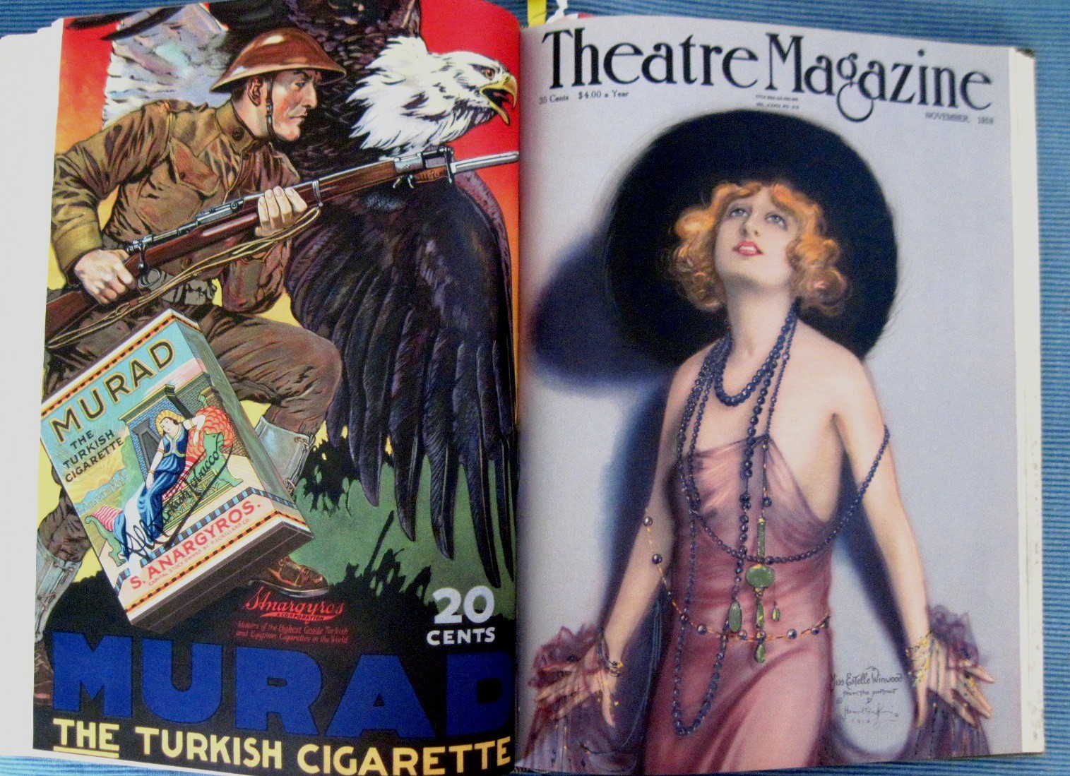 (2) 1918 Theatre Magazine Books w/ 12 Months of Magazines w/ Gorgeous Covers  * 