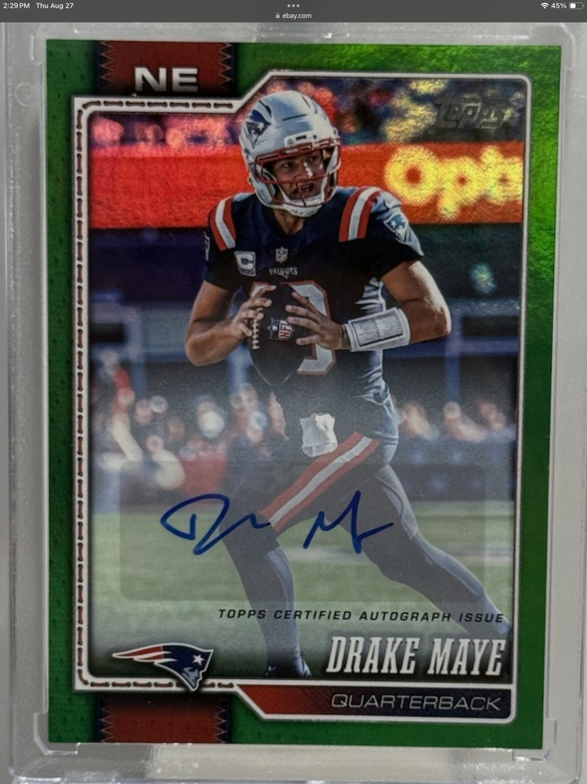 1/1 Drake Maye 2026 Topps Flagship Green Foil 10/99 Auto #136 JERSEY MATCH 1/1 Drake Maye 2026 Topps Flagship Green Foil 10/99 Auto #136 JERSEY MATCH