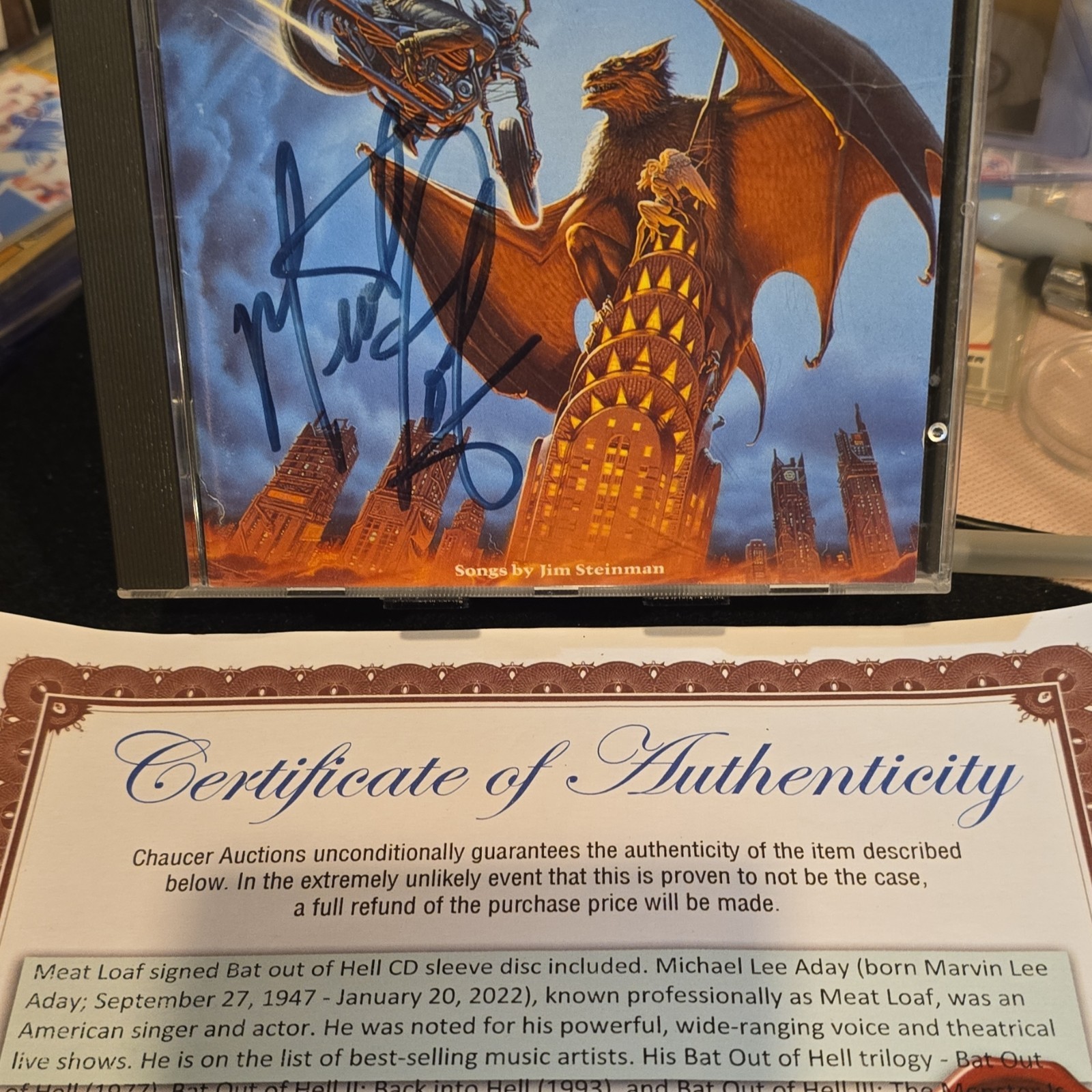 Meat Loaf Bat Out of Hell Signed CD & Booklet Chaucer Auctions Authenticated Meat Loaf Bat Out of Hell Signed CD & Booklet Chaucer Auctions Authenticated