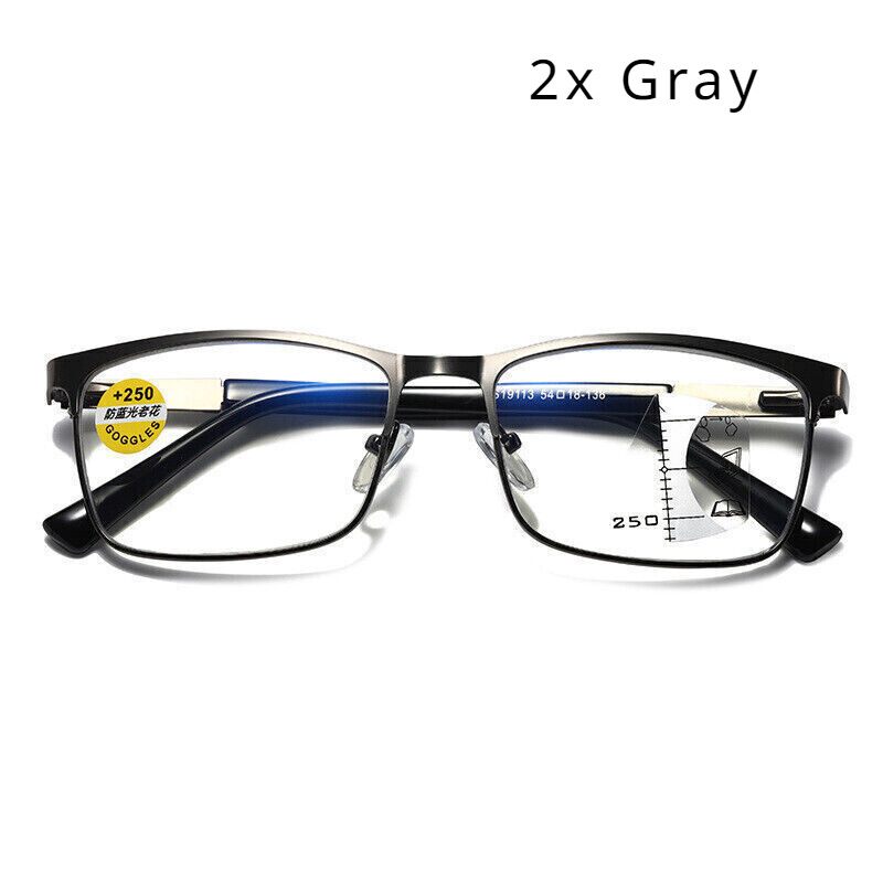 2 Pairs Metal Progressive Multifocus Reading Glasses Bifocal Presbyopic Readers