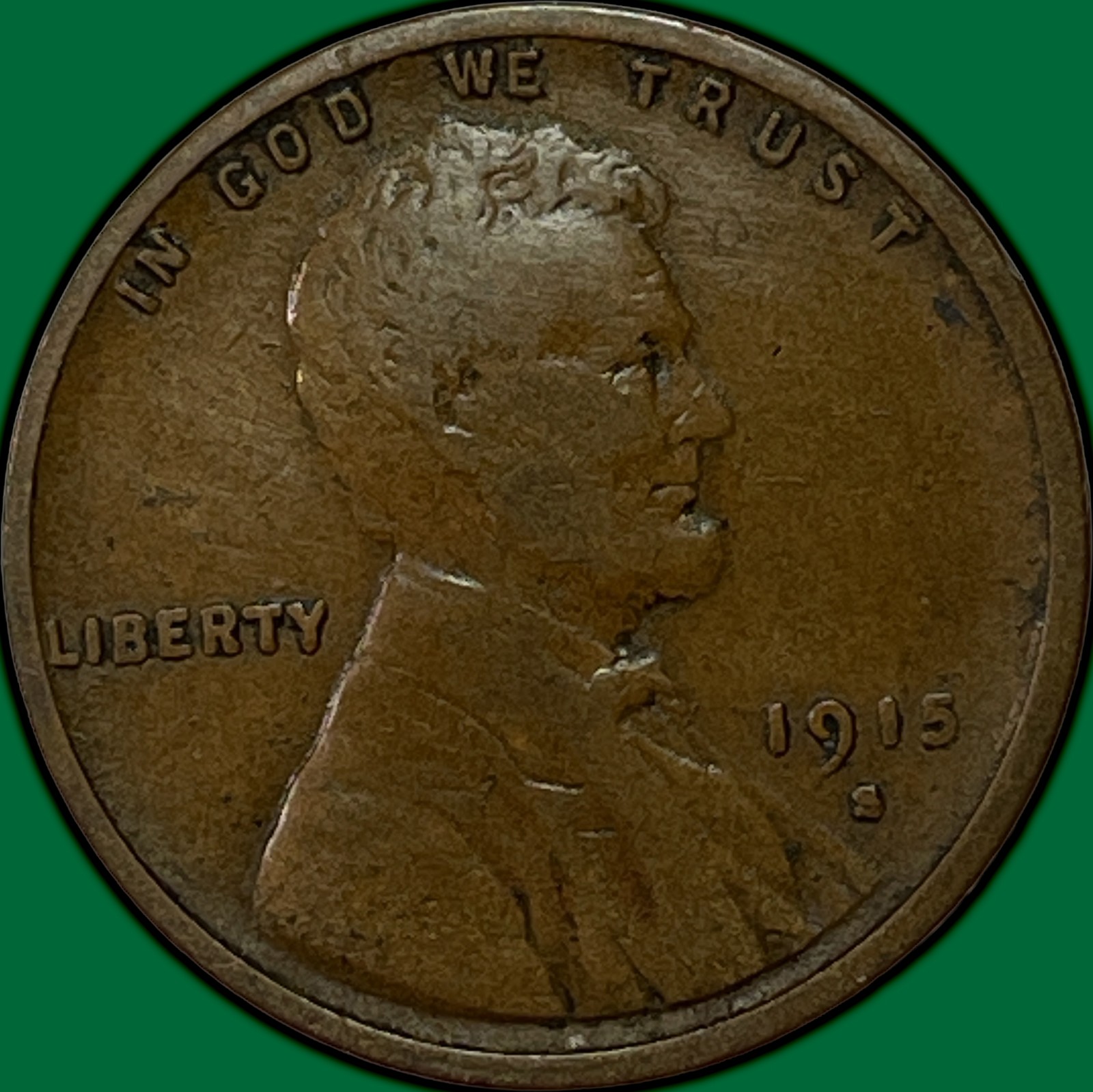 1915-S Lincoln Wheat Cent Fine F Coin #49538