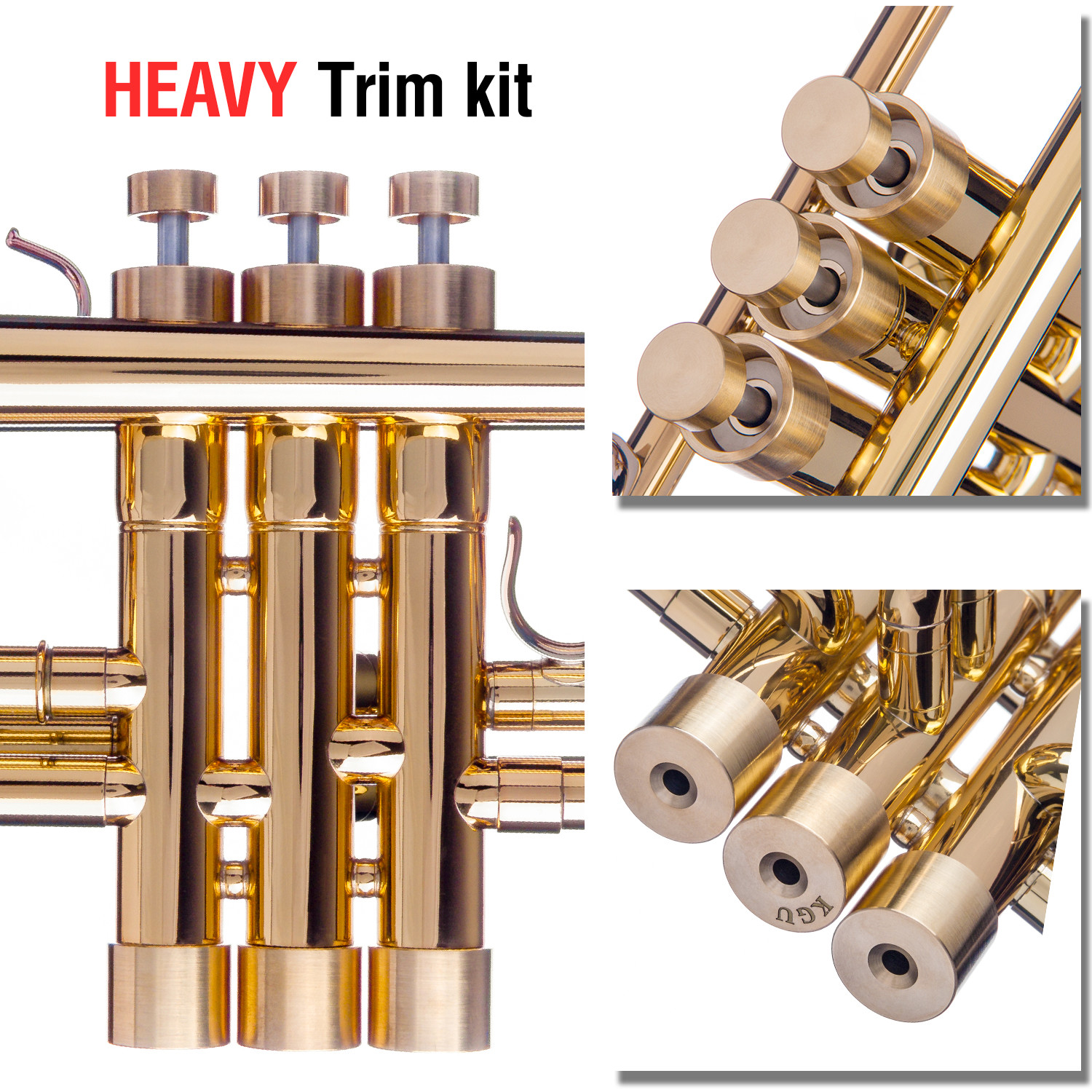 Trim Kit HEAVY Valve Caps for Getzen (All models) Trumpet Raw Brass KGUmusic